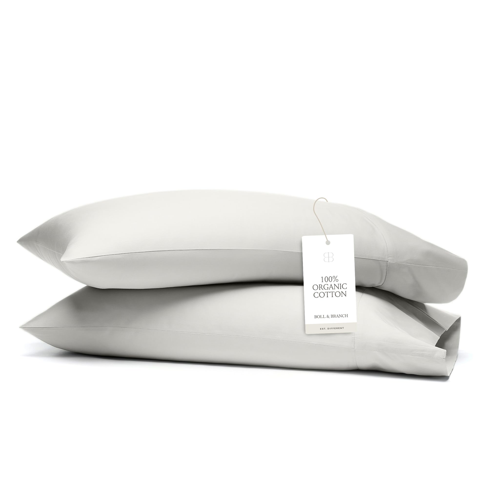 Boll & Branch Signature Hemmed Pillowcase Set - Standard, Cream - Luxury 100% Organic Cotton - Buttery Soft and Breathable - Softer with Every Wash - 2 Pillowcases Included
