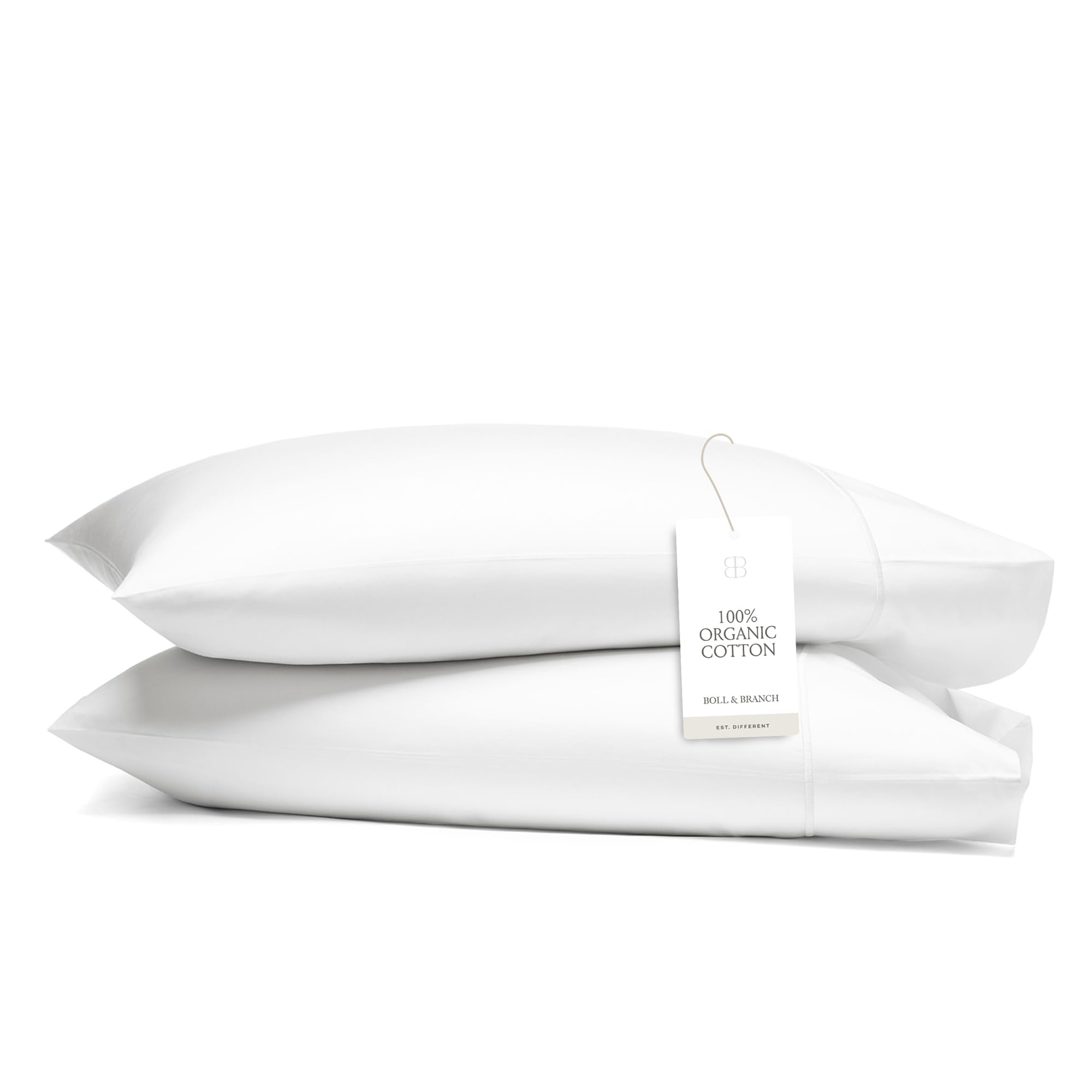 Boll & Branch Signature Hemmed Pillowcase Set - Standard, Cream - Luxury 100% Organic Cotton - Buttery Soft and Breathable - Softer with Every Wash - 2 Pillowcases Included