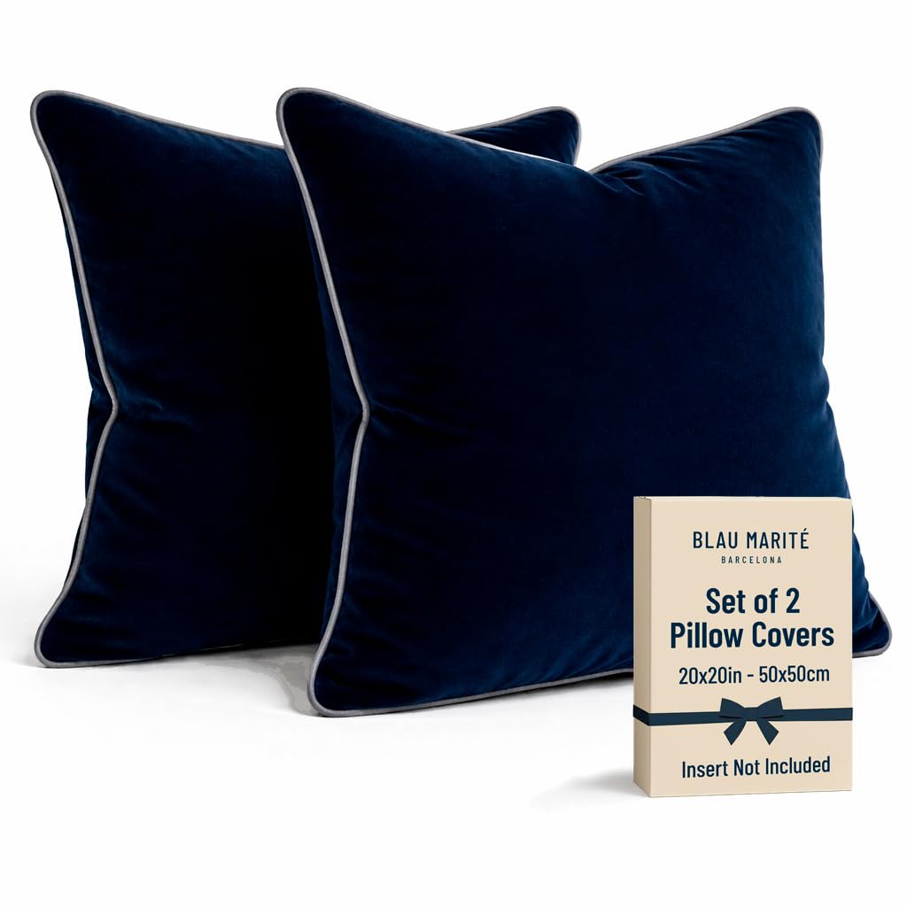 2 Pack Velvet Decorative Throw Pillow Covers, 20"x20", Green and Camel, Solid, Modern, Contrast Piping, Indoor Use, Bedroom & Living Room