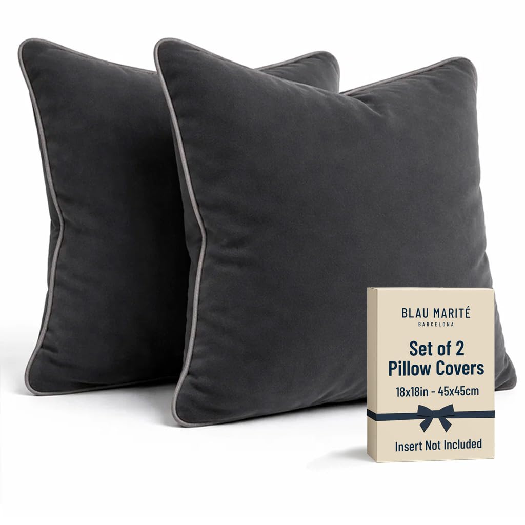 2 Pack Velvet Decorative Throw Pillow Covers, 20"x20", Green and Camel, Solid, Modern, Contrast Piping, Indoor Use, Bedroom & Living Room