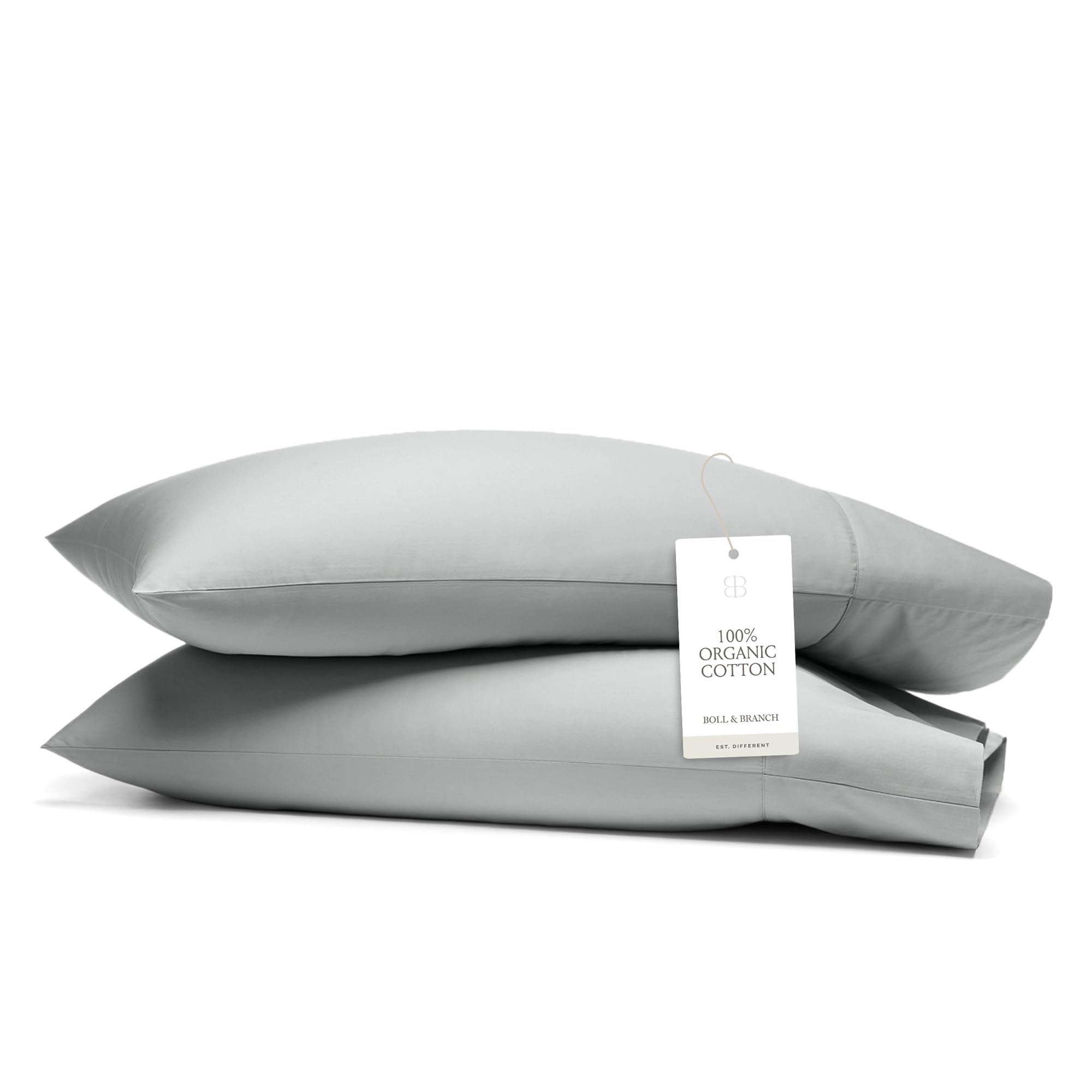 Boll & Branch Signature Hemmed Pillowcase Set - Standard, Cream - Luxury 100% Organic Cotton - Buttery Soft and Breathable - Softer with Every Wash - 2 Pillowcases Included