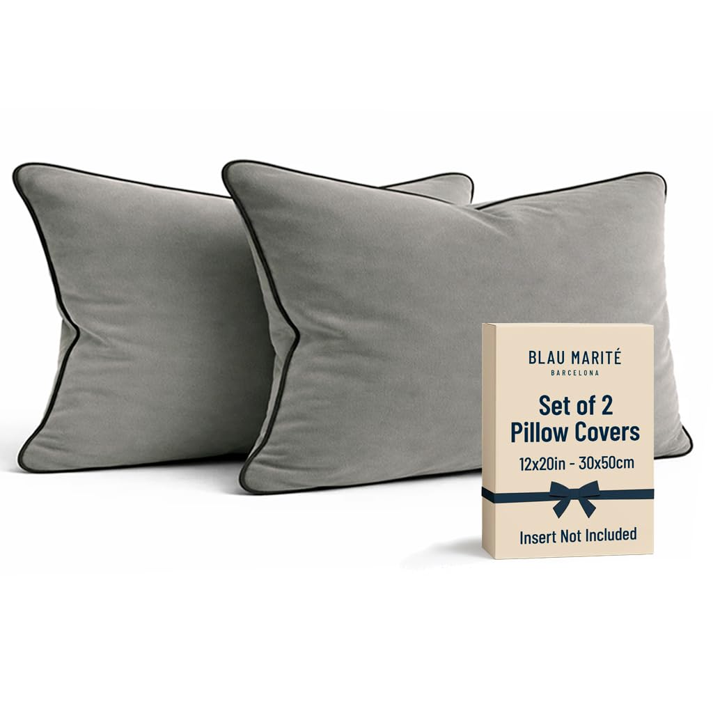 2 Pack Velvet Decorative Throw Pillow Covers, 20"x20", Green and Camel, Solid, Modern, Contrast Piping, Indoor Use, Bedroom & Living Room