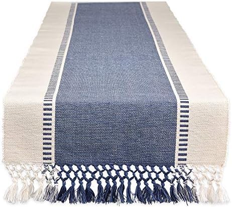 Stripe Woven Table Runner, 13x72-inch, French Blue