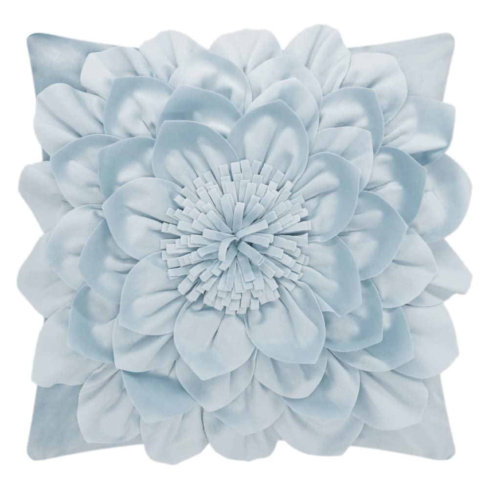 OiseauVoler Decorative 3D Flower Throw Pillow Covers Soft Velvet Handmade Pillowcases Cushion Covers for Couch Bed Living Room Home Decor 18x18 Inch Yellow