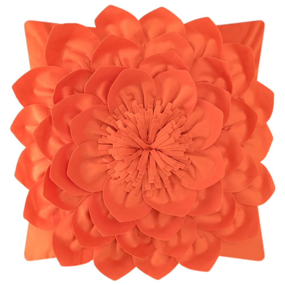OiseauVoler Decorative 3D Flower Throw Pillow Covers Soft Velvet Handmade Pillowcases Cushion Covers for Couch Bed Living Room Home Decor 18x18 Inch Yellow
