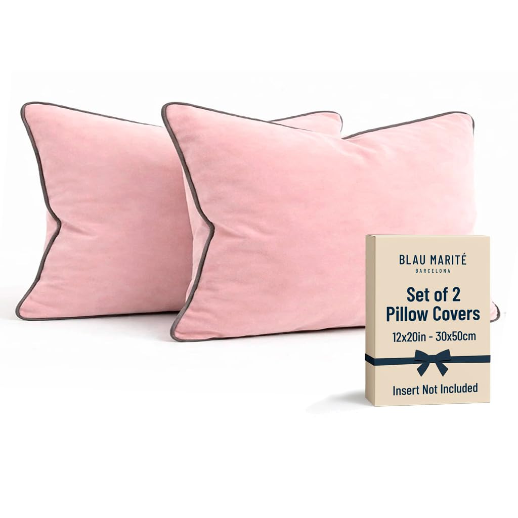 2 Pack Velvet Decorative Throw Pillow Covers, 20"x20", Green and Camel, Solid, Modern, Contrast Piping, Indoor Use, Bedroom & Living Room