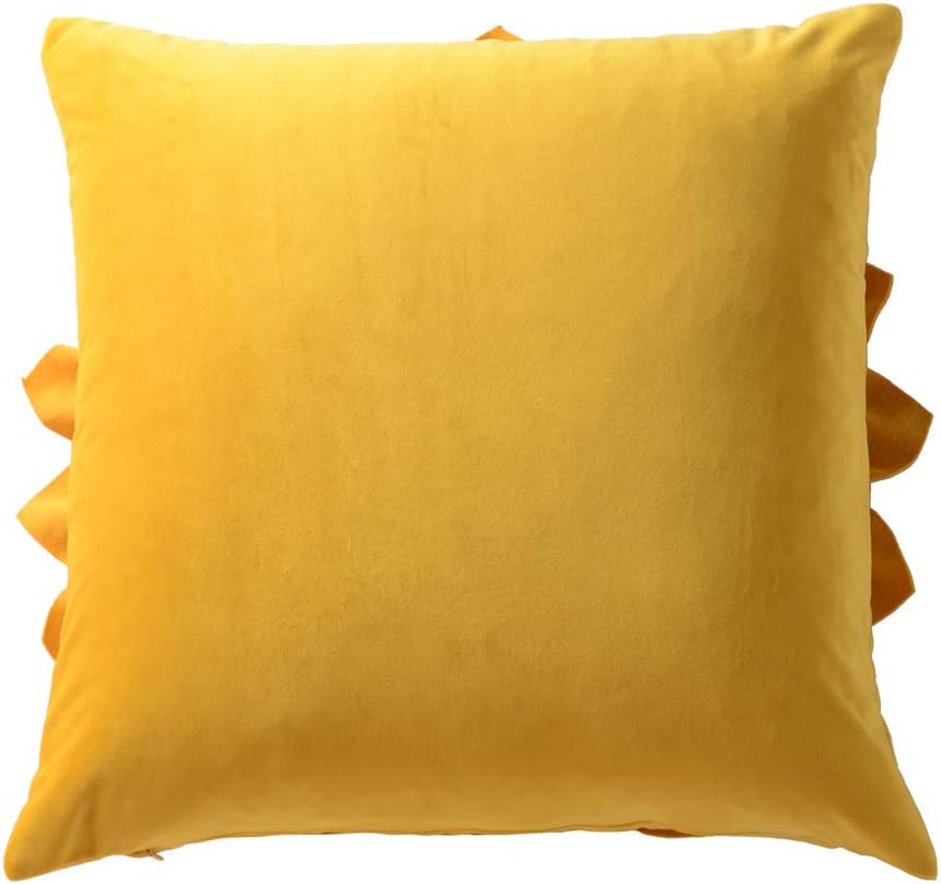 OiseauVoler Decorative 3D Flower Throw Pillow Covers Soft Velvet Handmade Pillowcases Cushion Covers for Couch Bed Living Room Home Decor 18x18 Inch Yellow
