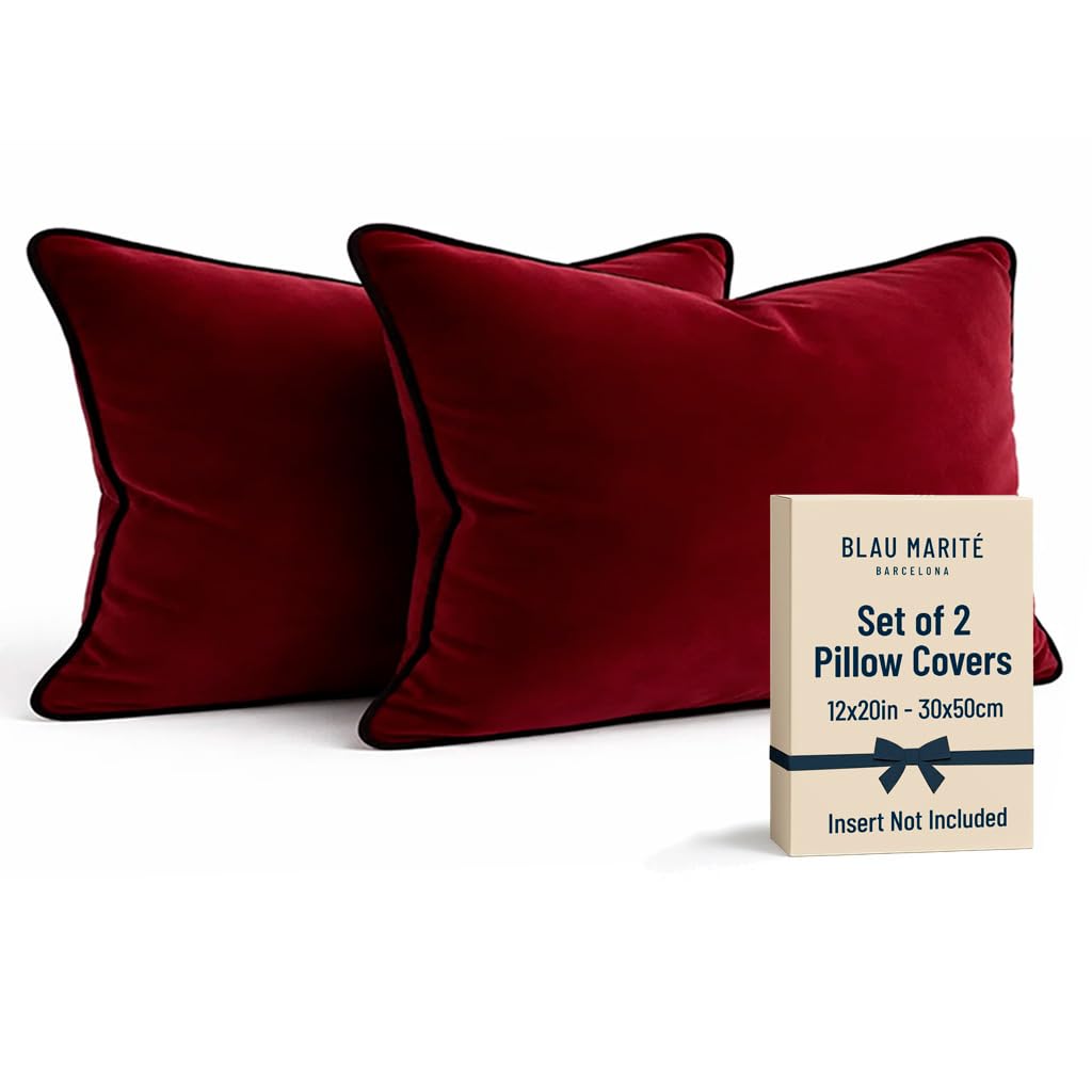 2 Pack Velvet Decorative Throw Pillow Covers, 20"x20", Green and Camel, Solid, Modern, Contrast Piping, Indoor Use, Bedroom & Living Room