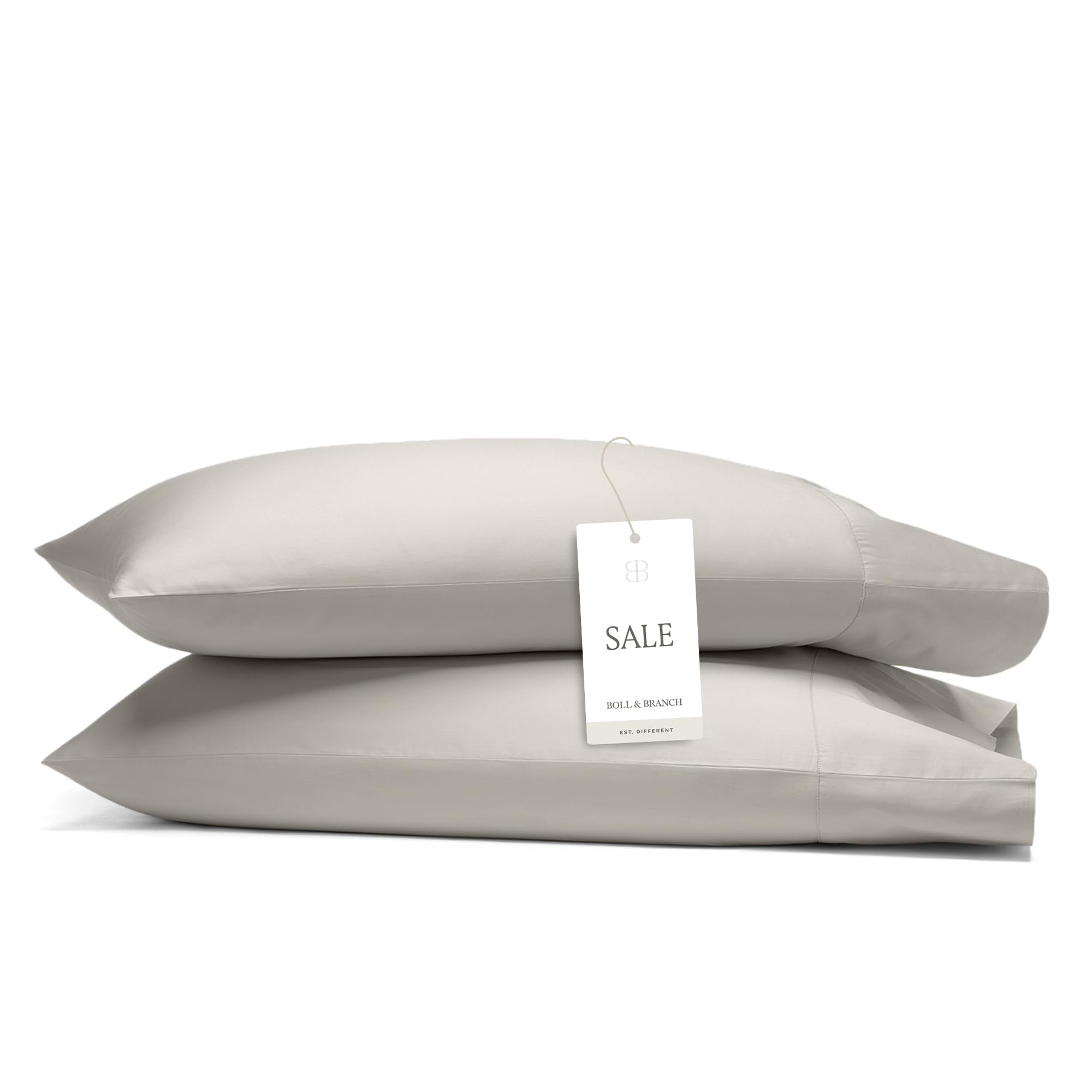 Boll & Branch Signature Hemmed Pillowcase Set - Standard, Cream - Luxury 100% Organic Cotton - Buttery Soft and Breathable - Softer with Every Wash - 2 Pillowcases Included