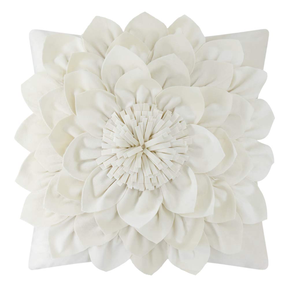 OiseauVoler Decorative 3D Flower Throw Pillow Covers Soft Velvet Handmade Pillowcases Cushion Covers for Couch Bed Living Room Home Decor 18x18 Inch Yellow