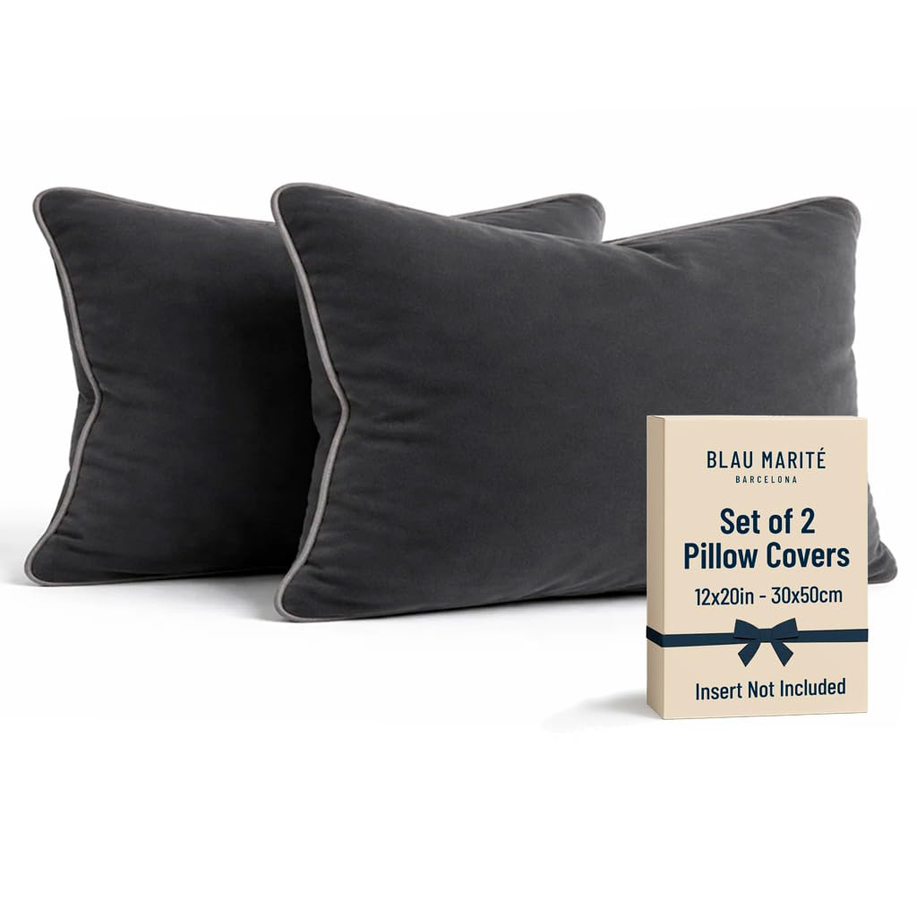 2 Pack Velvet Decorative Throw Pillow Covers, 20"x20", Green and Camel, Solid, Modern, Contrast Piping, Indoor Use, Bedroom & Living Room