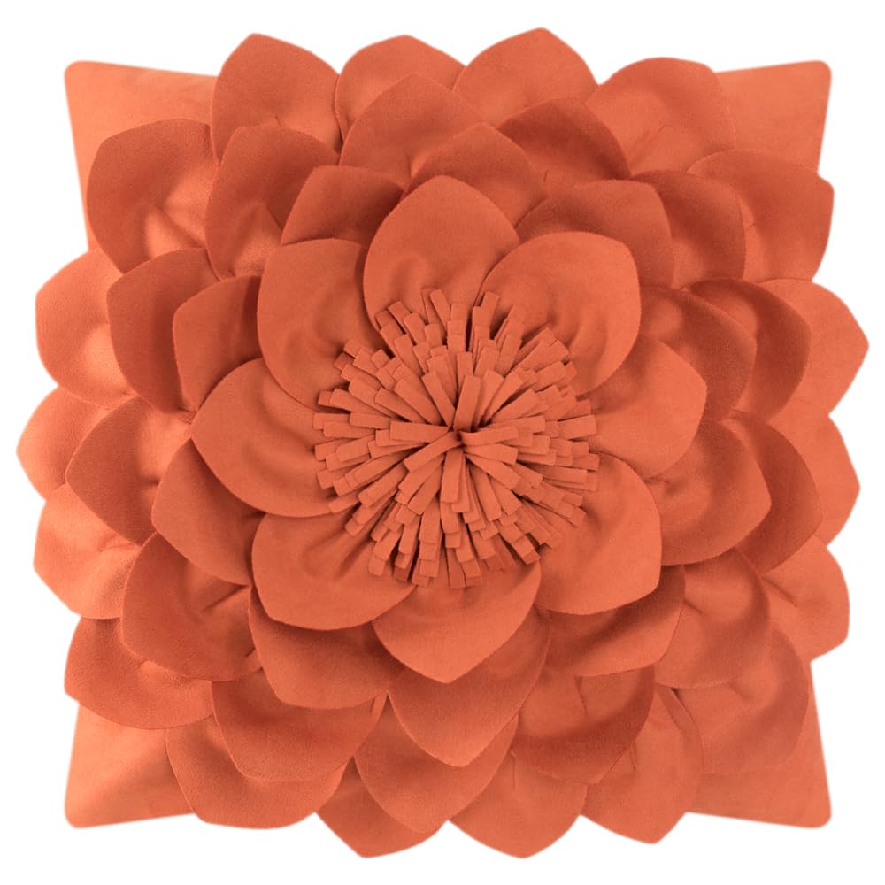 OiseauVoler Decorative 3D Flower Throw Pillow Covers Soft Velvet Handmade Pillowcases Cushion Covers for Couch Bed Living Room Home Decor 18x18 Inch Yellow