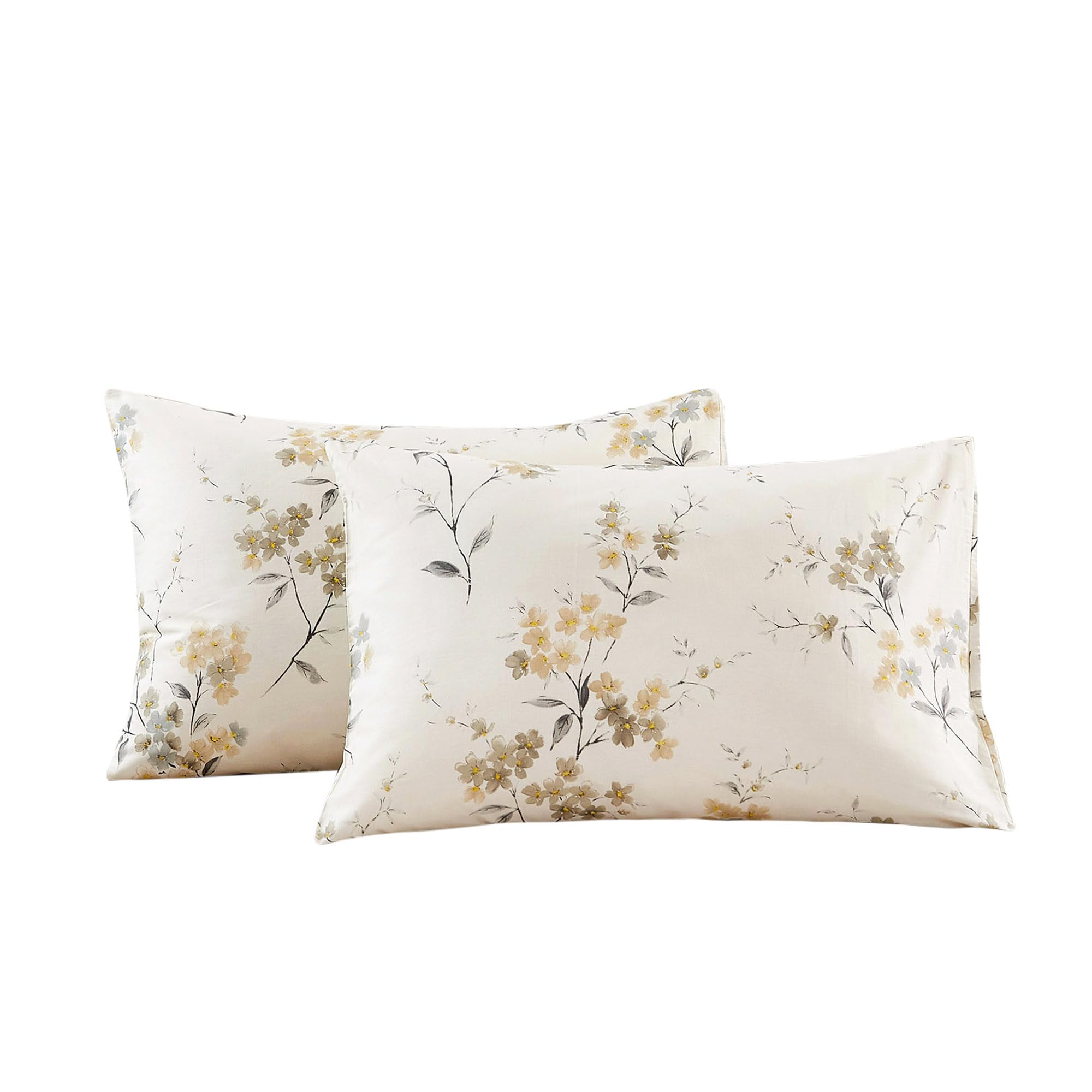 ECOCOTT 100% Cotton Pillowcases Standard Size, Floral Print Pattern Pillow Cover 4 Pack, Super Soft Envelope Closure Standard Pillow Case Set (Standard, 20"x26")