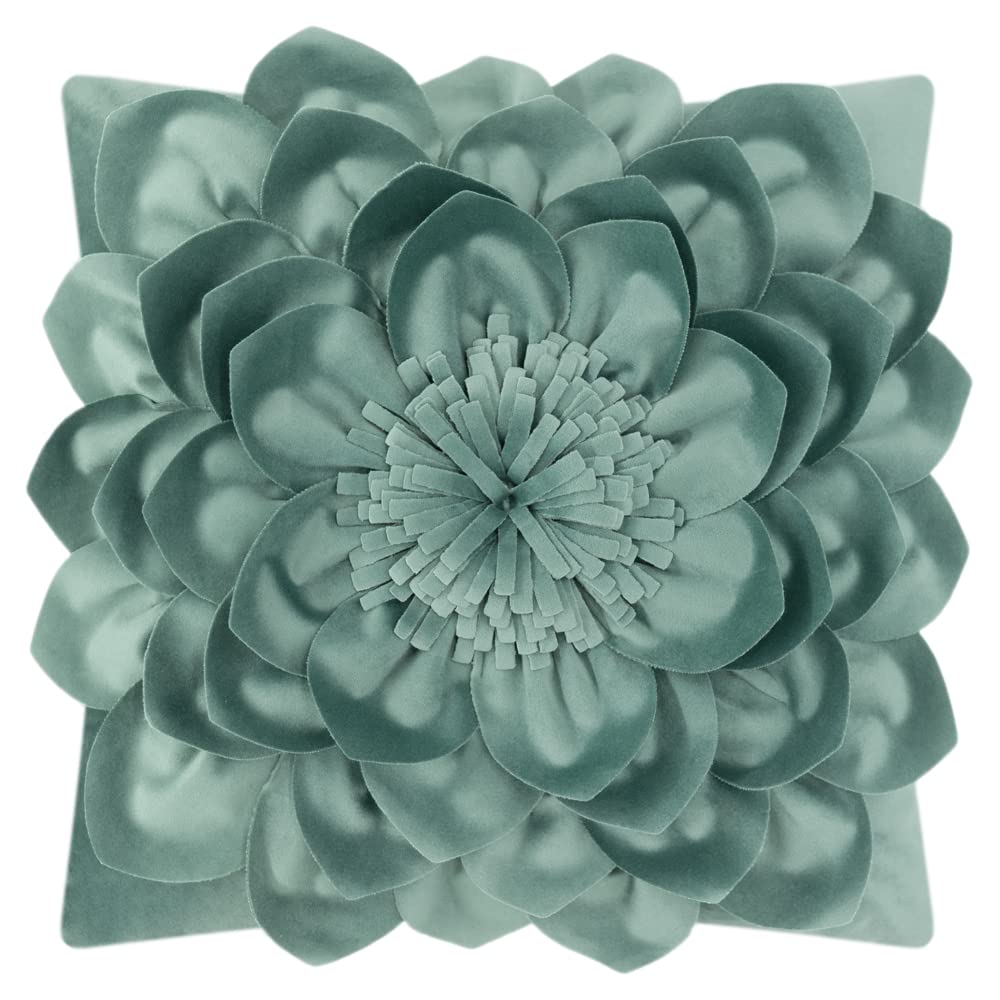 OiseauVoler Decorative 3D Flower Throw Pillow Covers Soft Velvet Handmade Pillowcases Cushion Covers for Couch Bed Living Room Home Decor 18x18 Inch Yellow