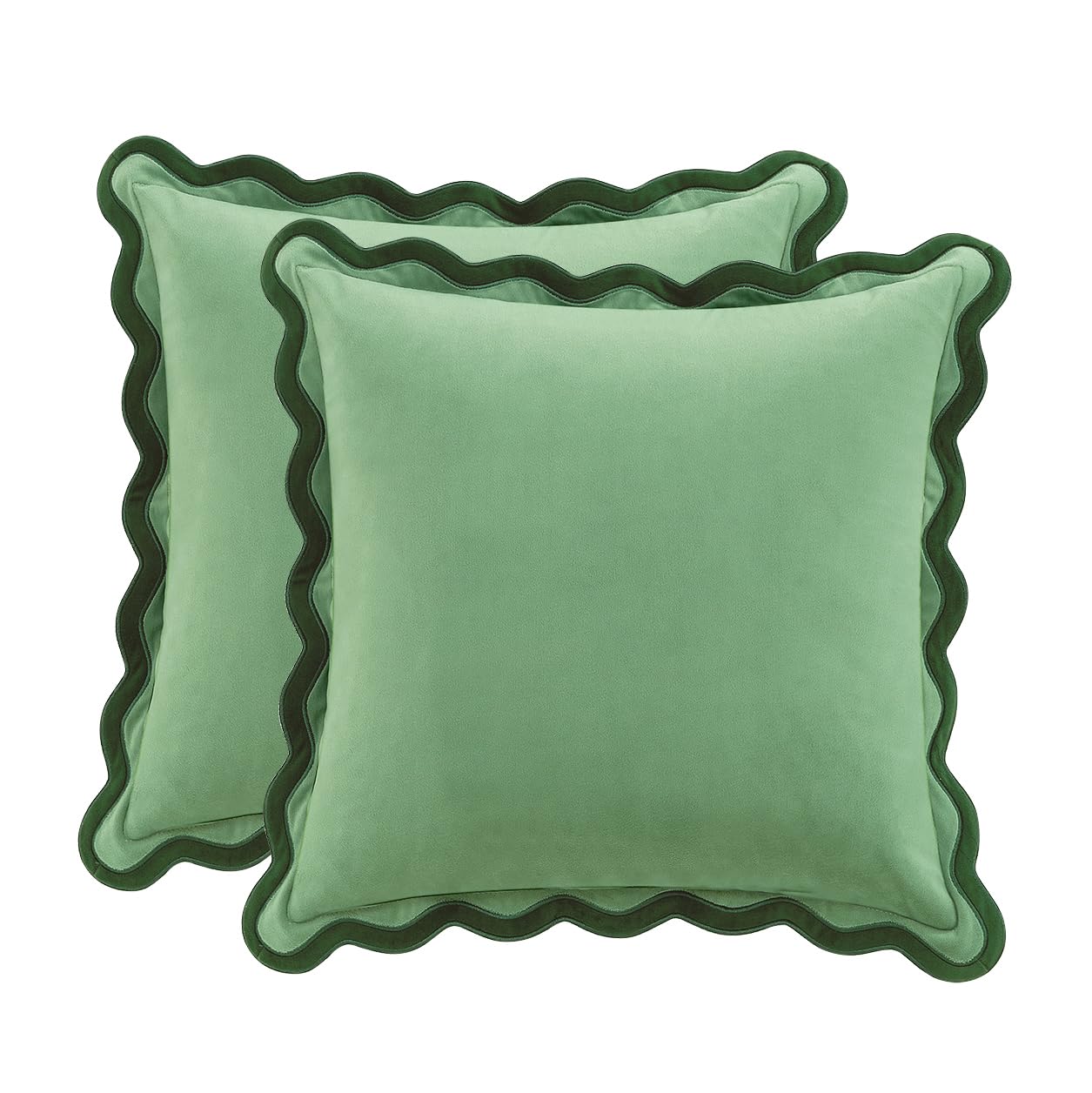MONDAY MOOSE Decorative Throw Pillow Covers Cushion Cases, Set of 2 Soft Velvet Scalloped Wavy Edge Designs, Mix and Match for Home Decor, Pillow Inserts Not Included (20x20 inch, Pink/Honey)