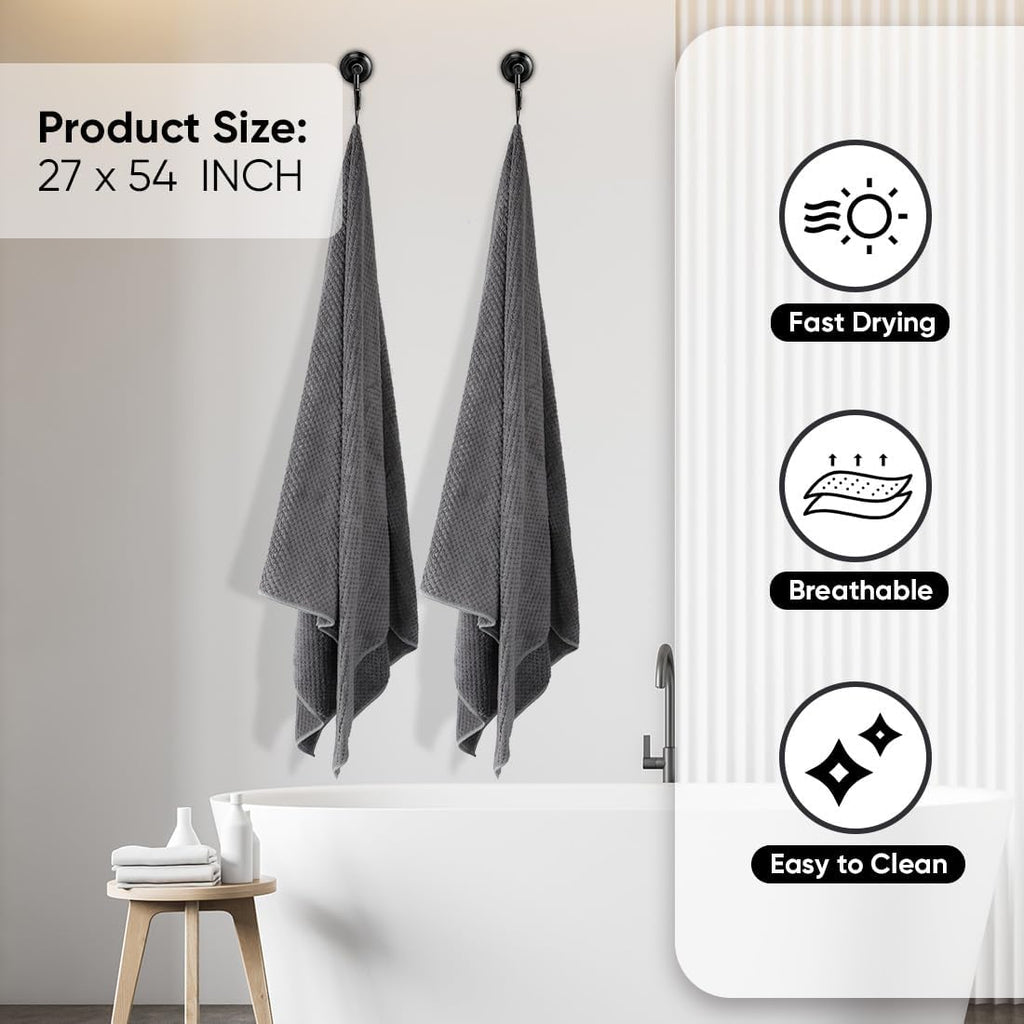 HOMEXCEL Grey Bath Towels 2 Pack, Microfiber Bathroom Towel, Super Soft Highly Absorbent Bath Towel Set, Quick Drying Towels for Sport, Yoga, SPA, Fitness