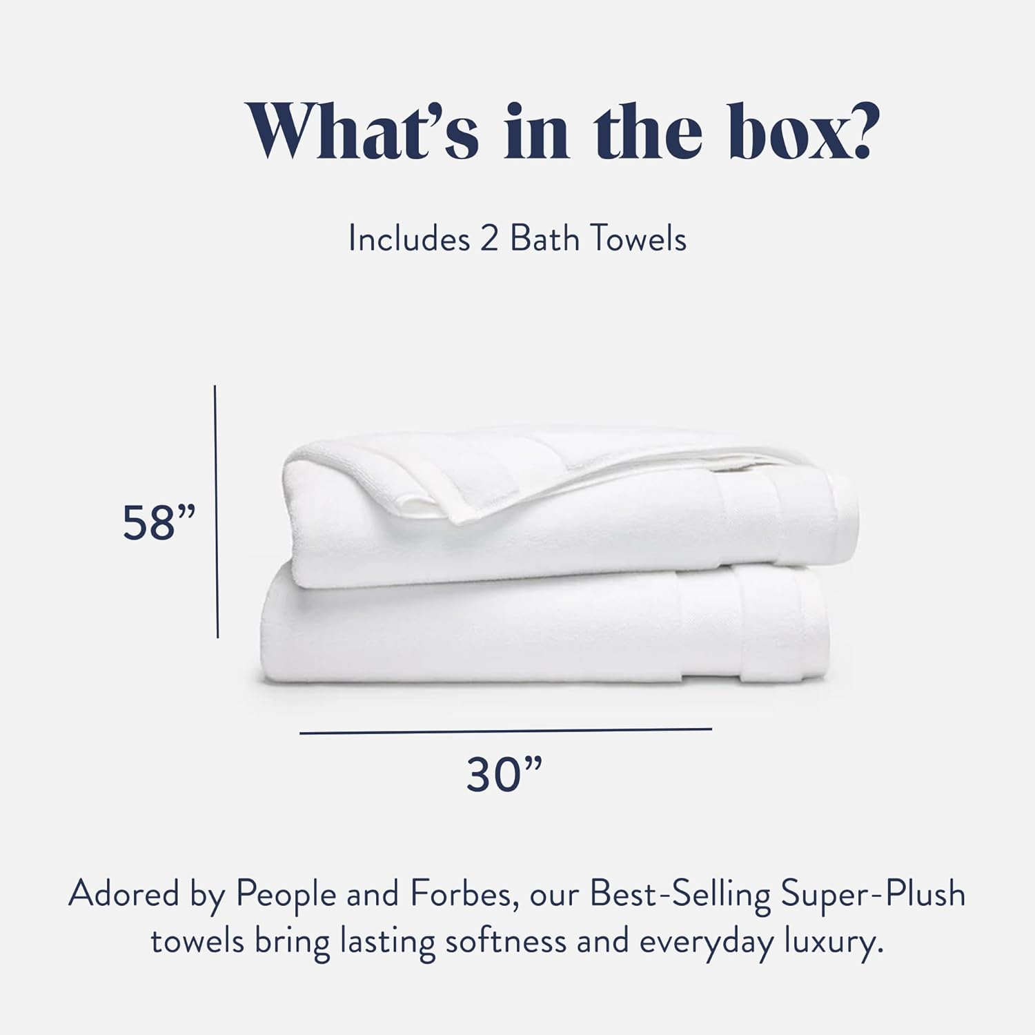 Brooklinen Super-Plush 100% Turkish Cotton Bath Towels - Set of 2-770 GSM, Highly Absorbent, Machine Washable, Perfect Bath Towel Set for Home & Bathroom (30" x 58", Solid White)