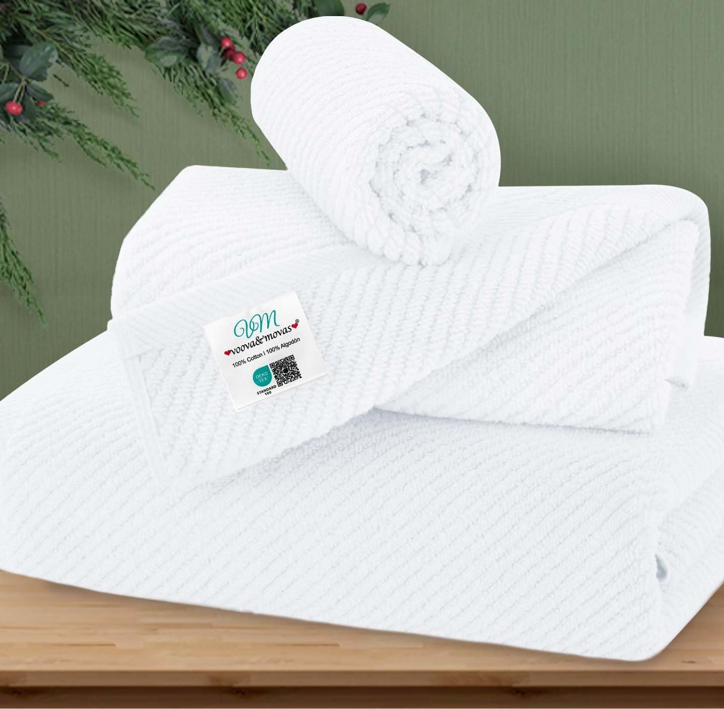VOOVA & MOVAS Bath Towel Sets - 100% Cotton | Quick Dry | Light Weight | Thick | Soft, Beige Towels Set of 6, 2 Large Bath 30" x 56", 2 Hand 18" x 28", 2 Washcloths 13" x 13", Tan Towel Gift Set