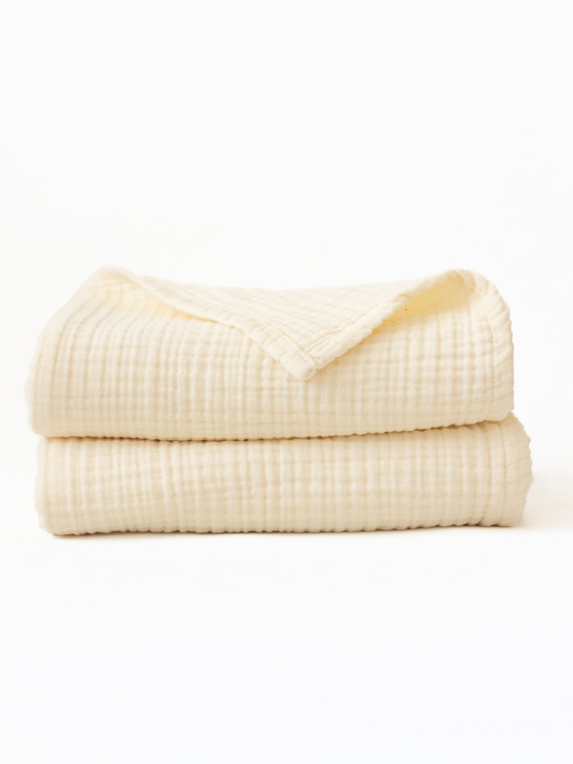 Ultra Soft Muslin Towel Adult Set, 100% Turkish Cotton 4-Layer 2 Pieces Luxury Muslin Hand & Bath Towels Sets for Bathroom (Mustard, 1 Bath & 1 Hand Towel Set)