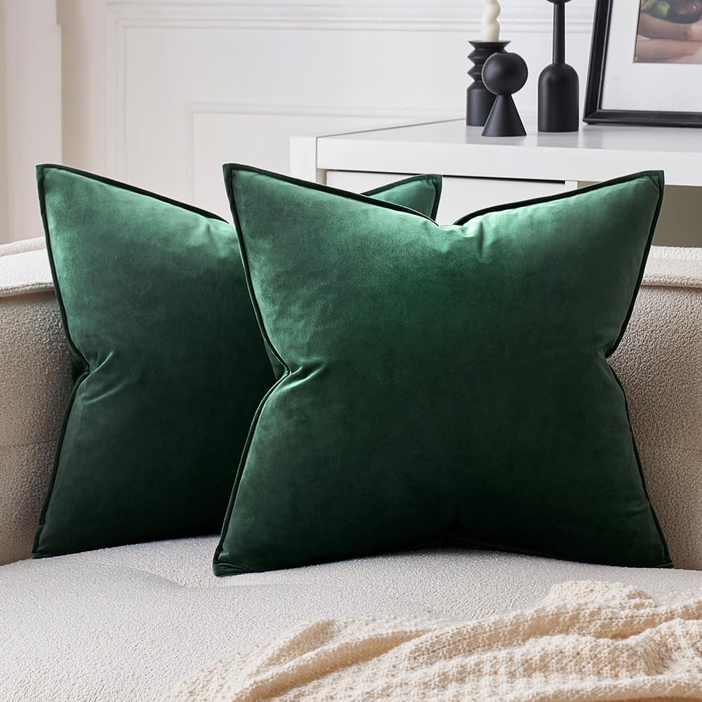 MIULEE Brown Velvet Throw Pillow Covers 20x20 Soft Decorative Solid Square Cushion Cases Pack of 2 Modern Luxury Home Decor for Couch, Sofa, Bedroom
