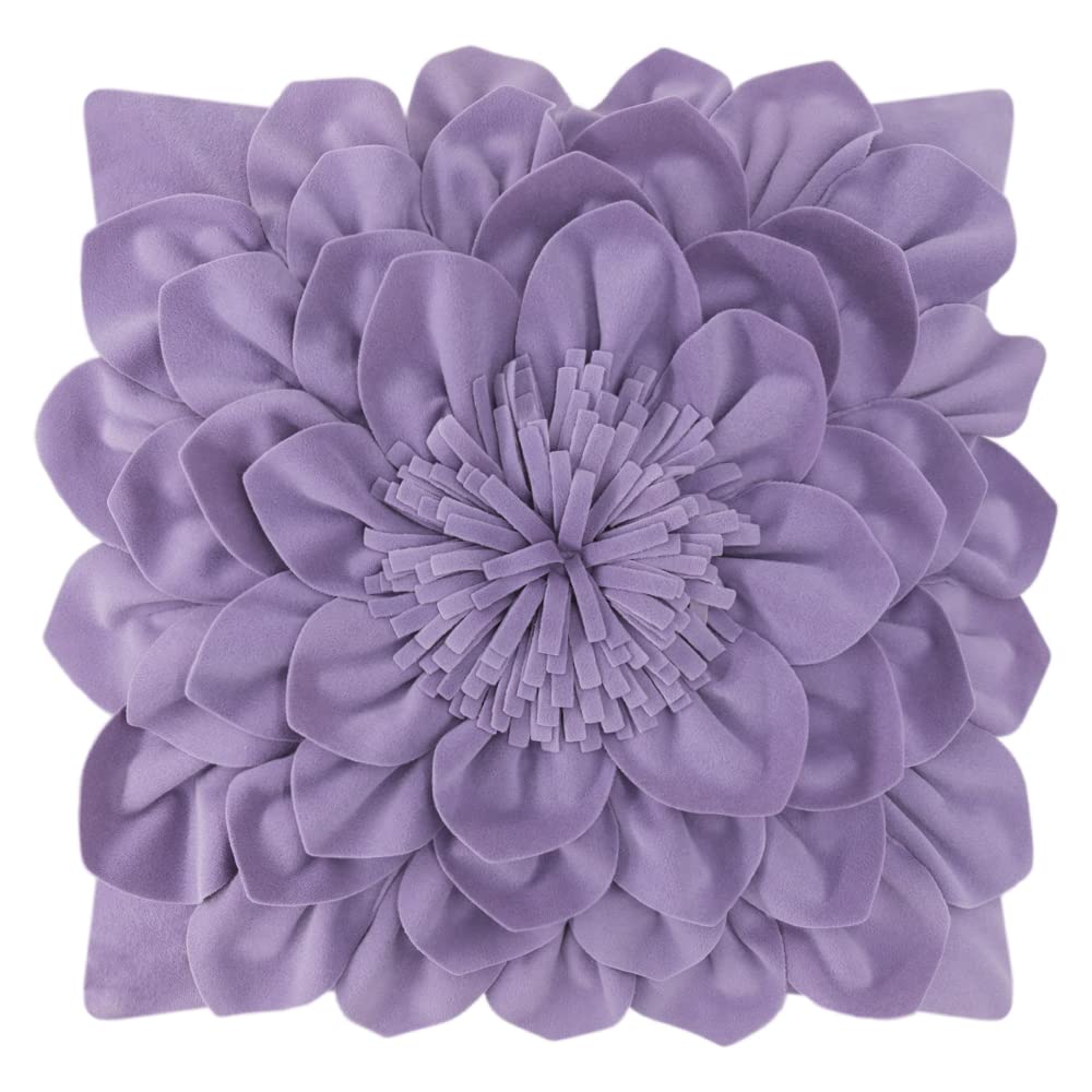 OiseauVoler Decorative 3D Flower Throw Pillow Covers Soft Velvet Handmade Pillowcases Cushion Covers for Couch Bed Living Room Home Decor 18x18 Inch Yellow