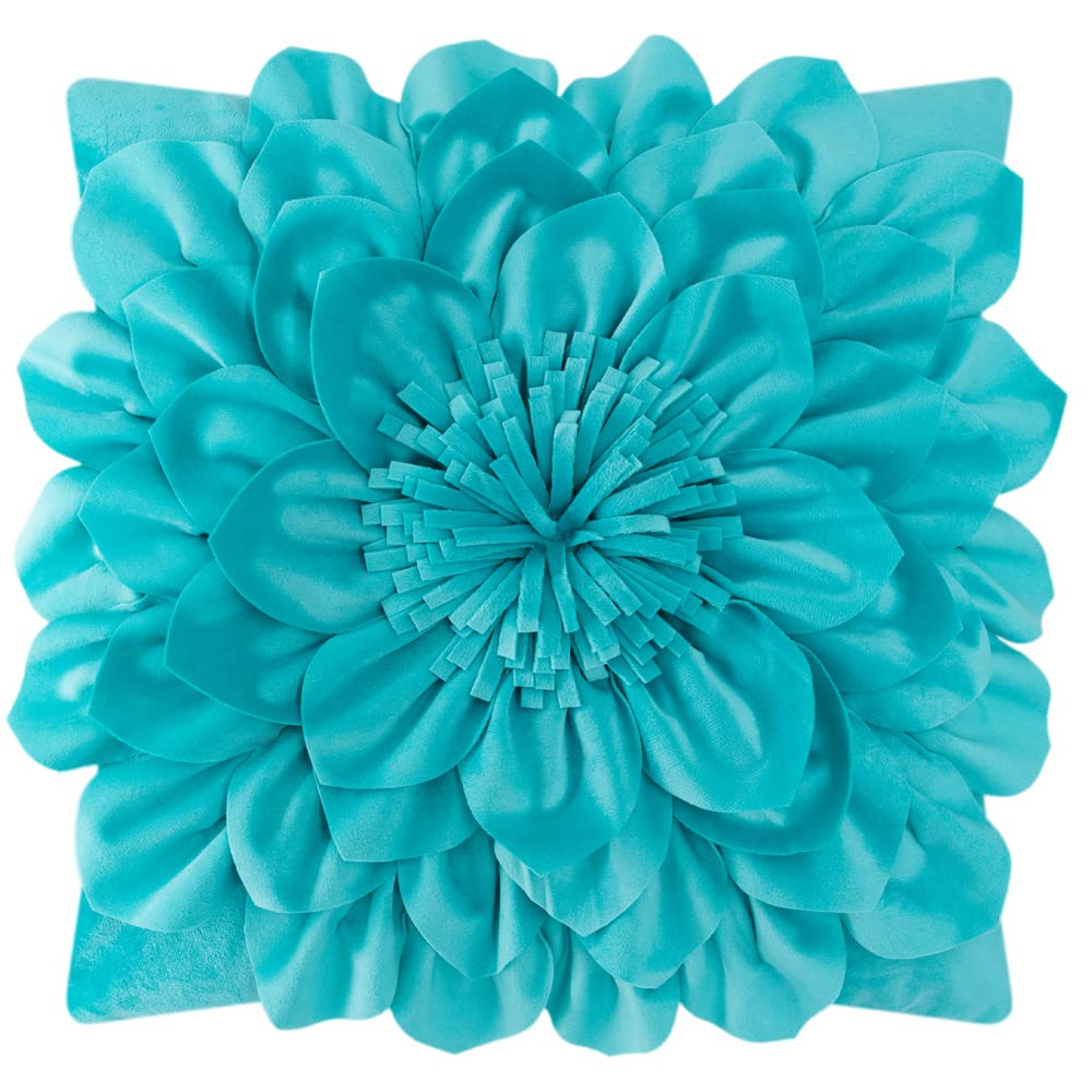 OiseauVoler Decorative 3D Flower Throw Pillow Covers Soft Velvet Handmade Pillowcases Cushion Covers for Couch Bed Living Room Home Decor 18x18 Inch Yellow