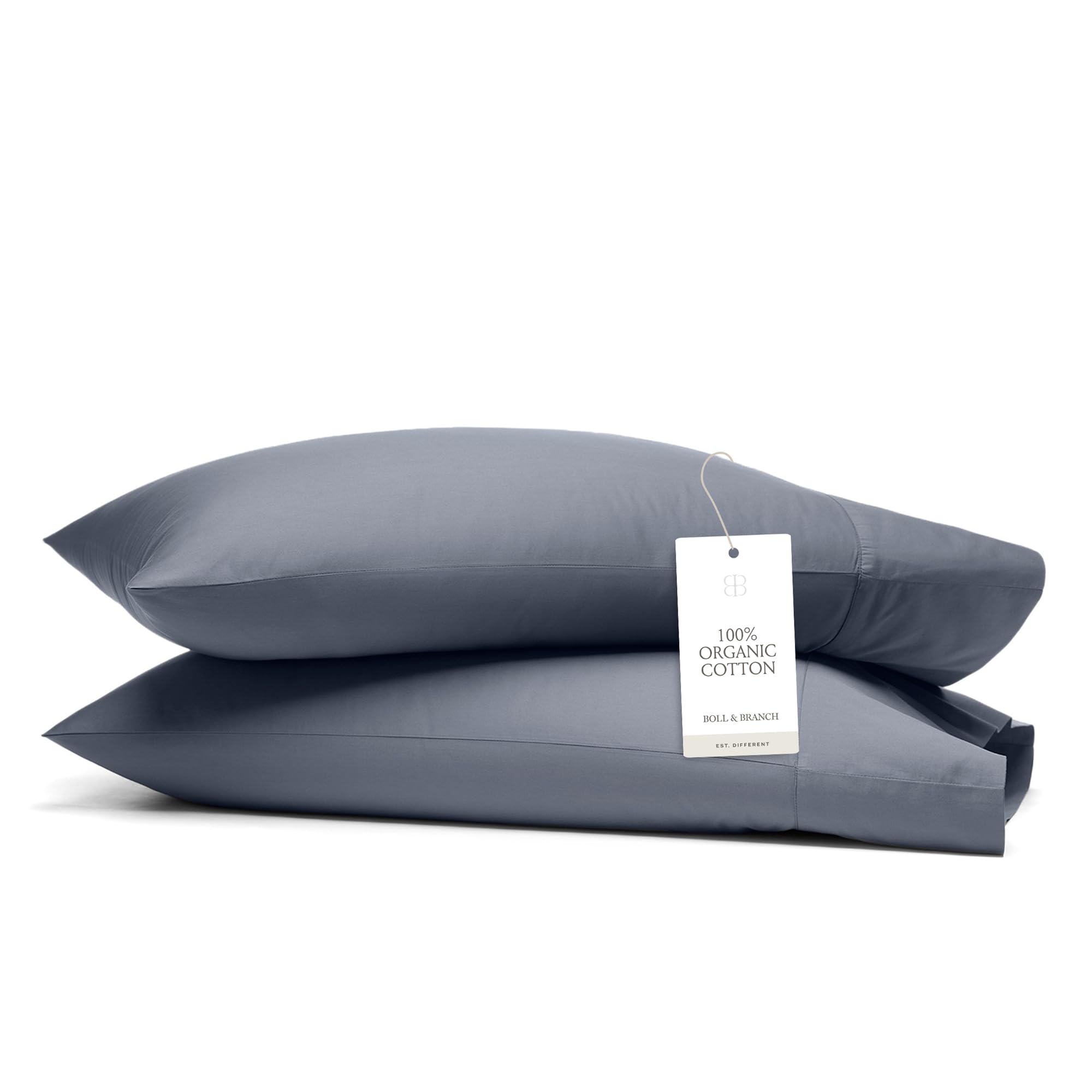 Boll & Branch Signature Hemmed Pillowcase Set - Standard, Cream - Luxury 100% Organic Cotton - Buttery Soft and Breathable - Softer with Every Wash - 2 Pillowcases Included
