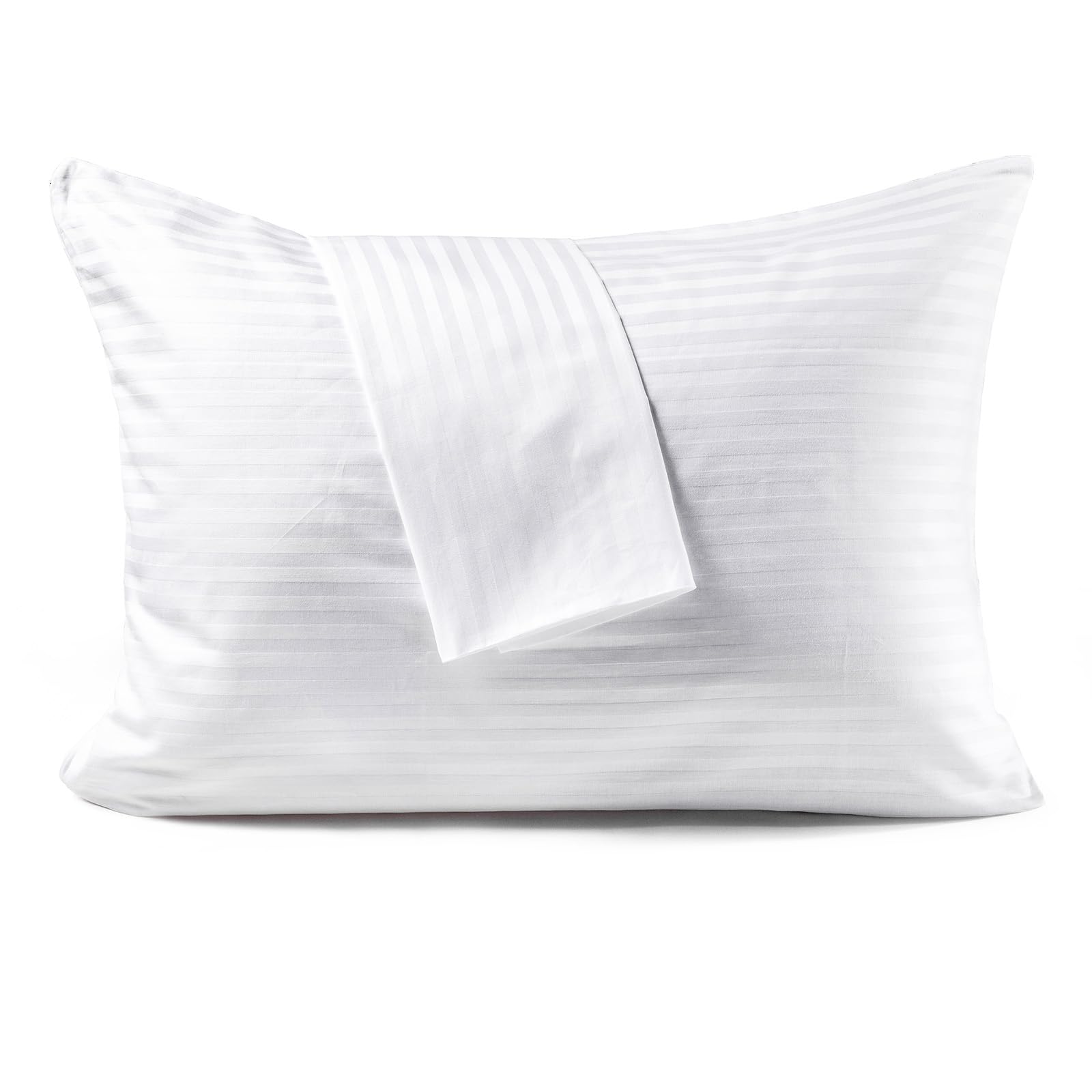 FAUNNA 600TC 100% Cotton Pillow Protectors, Standard Size (20x26), 4 Pack, Oeko-TEX Certified, Hotel Grade Pillow Cover with Silent Zipper, Zip Up Pillow Cases, White