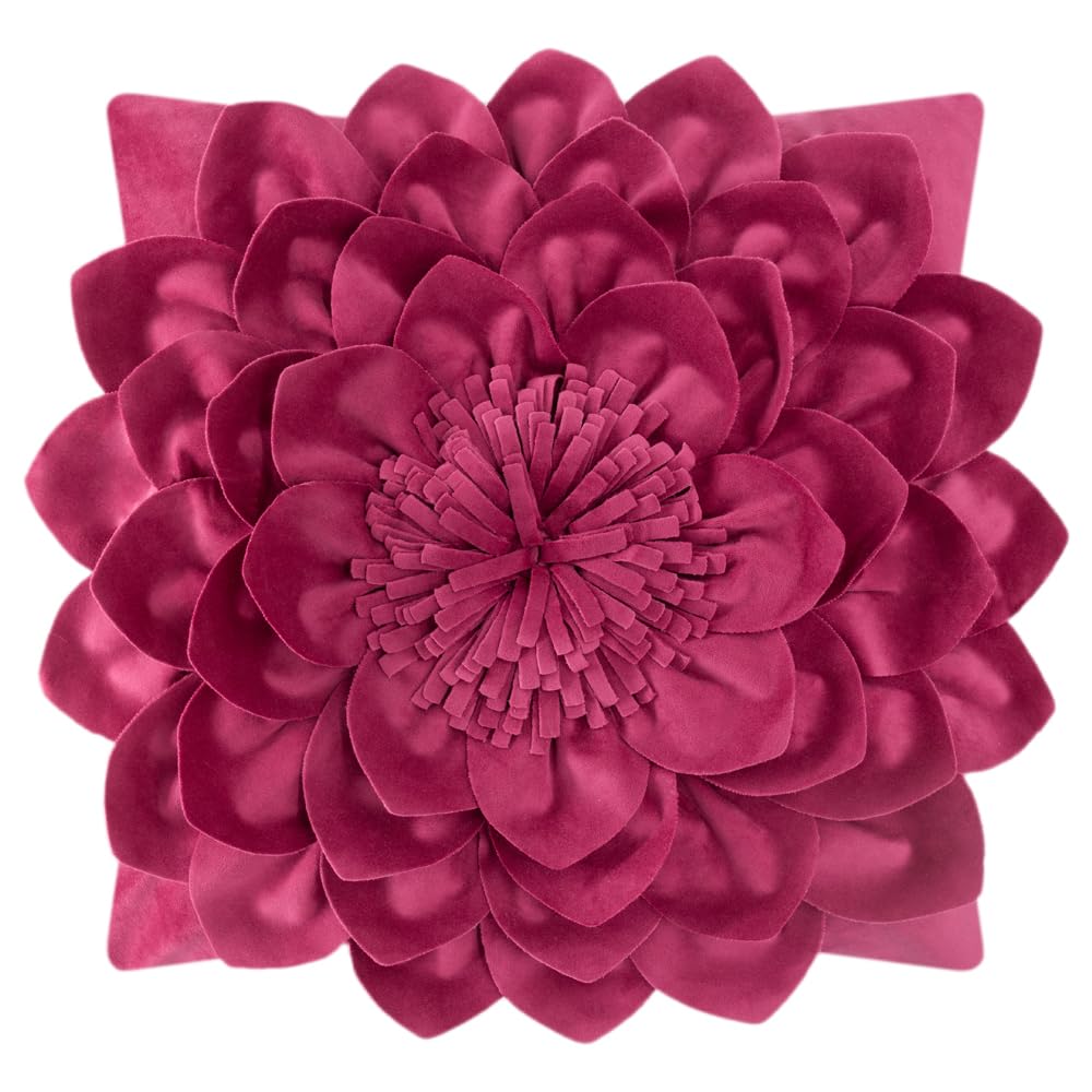 OiseauVoler Decorative 3D Flower Throw Pillow Covers Soft Velvet Handmade Pillowcases Cushion Covers for Couch Bed Living Room Home Decor 18x18 Inch Yellow