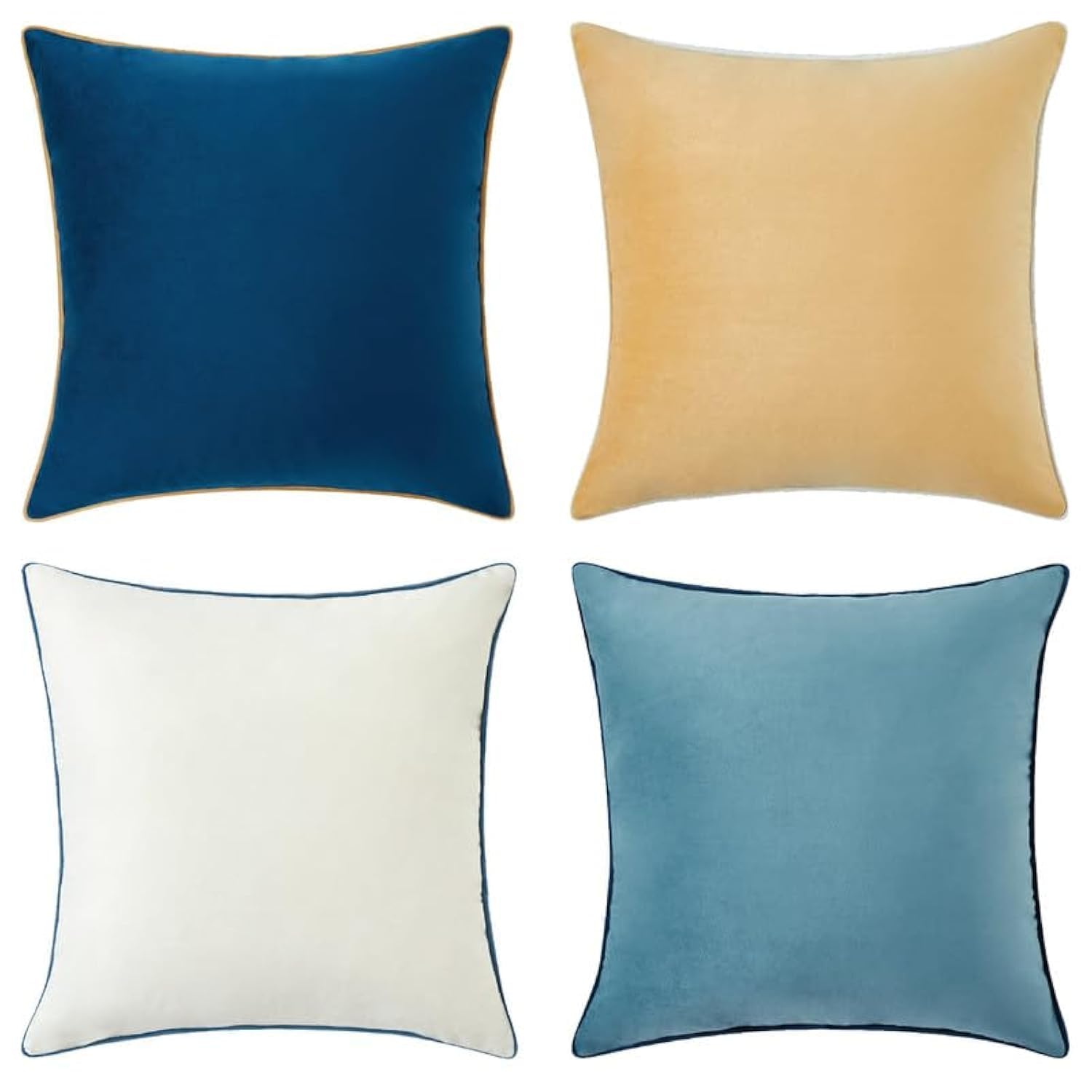 Set of 4 18×18 Inch Double-Sided Velvet Throw Pillow Covers, Orange & Teal