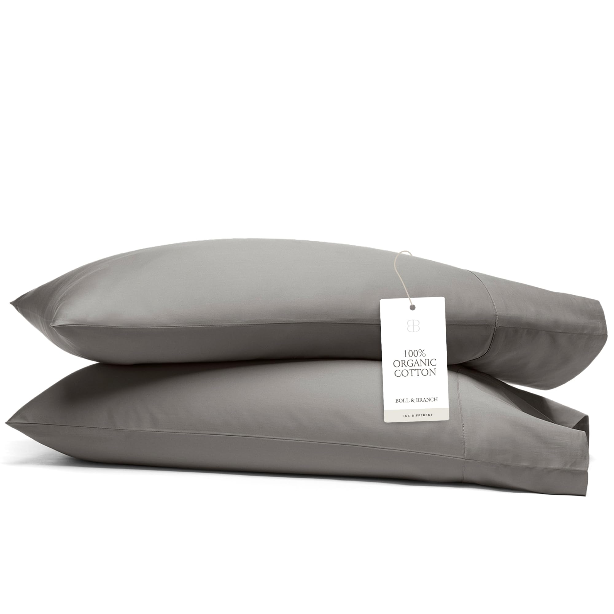 Boll & Branch Signature Hemmed Pillowcase Set - Standard, Cream - Luxury 100% Organic Cotton - Buttery Soft and Breathable - Softer with Every Wash - 2 Pillowcases Included