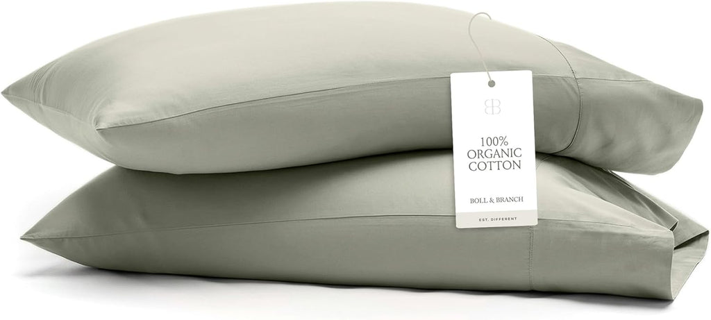 Boll & Branch Signature Hemmed Pillowcase Set - Standard, Cream - Luxury 100% Organic Cotton - Buttery Soft and Breathable - Softer with Every Wash - 2 Pillowcases Included
