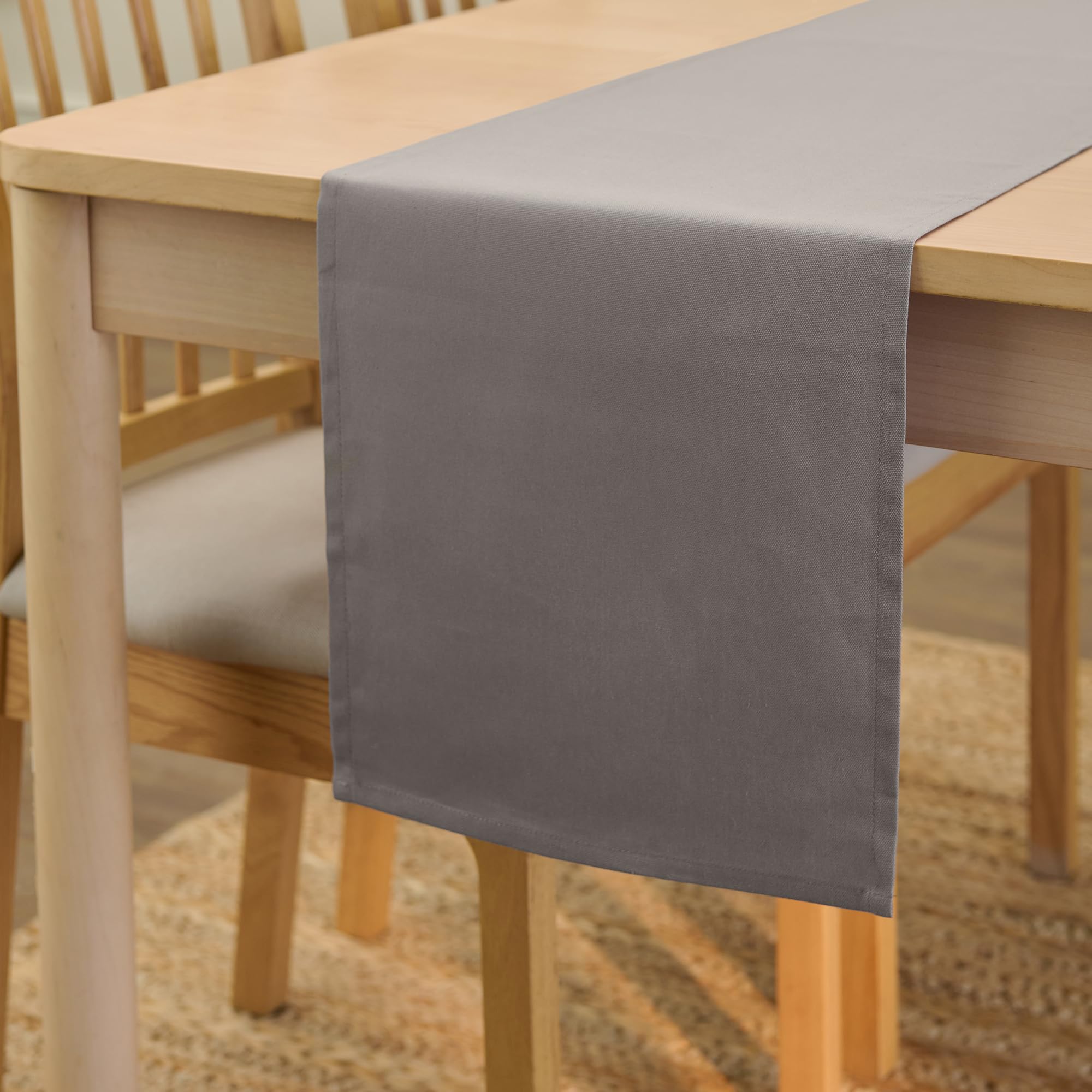 Encasa XO Table Runner 13"x72" Long | Cotton Canvas Fabric | Leaf Green Solid Color | Machine Washable & Durable