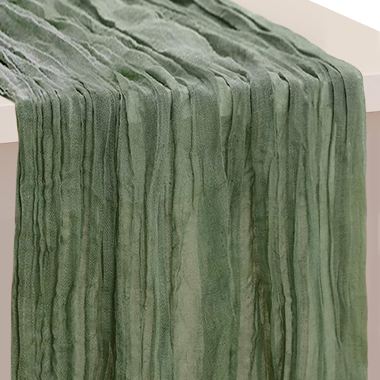 6 Pack Sage Green Cheesecloth Table Runner 35x120 Inch 10Ft Rustic Gauze Cheese Cloth Table Runner Sheer Cheesecloth Table Runners for Wedding Party Bridal Shower Decoration