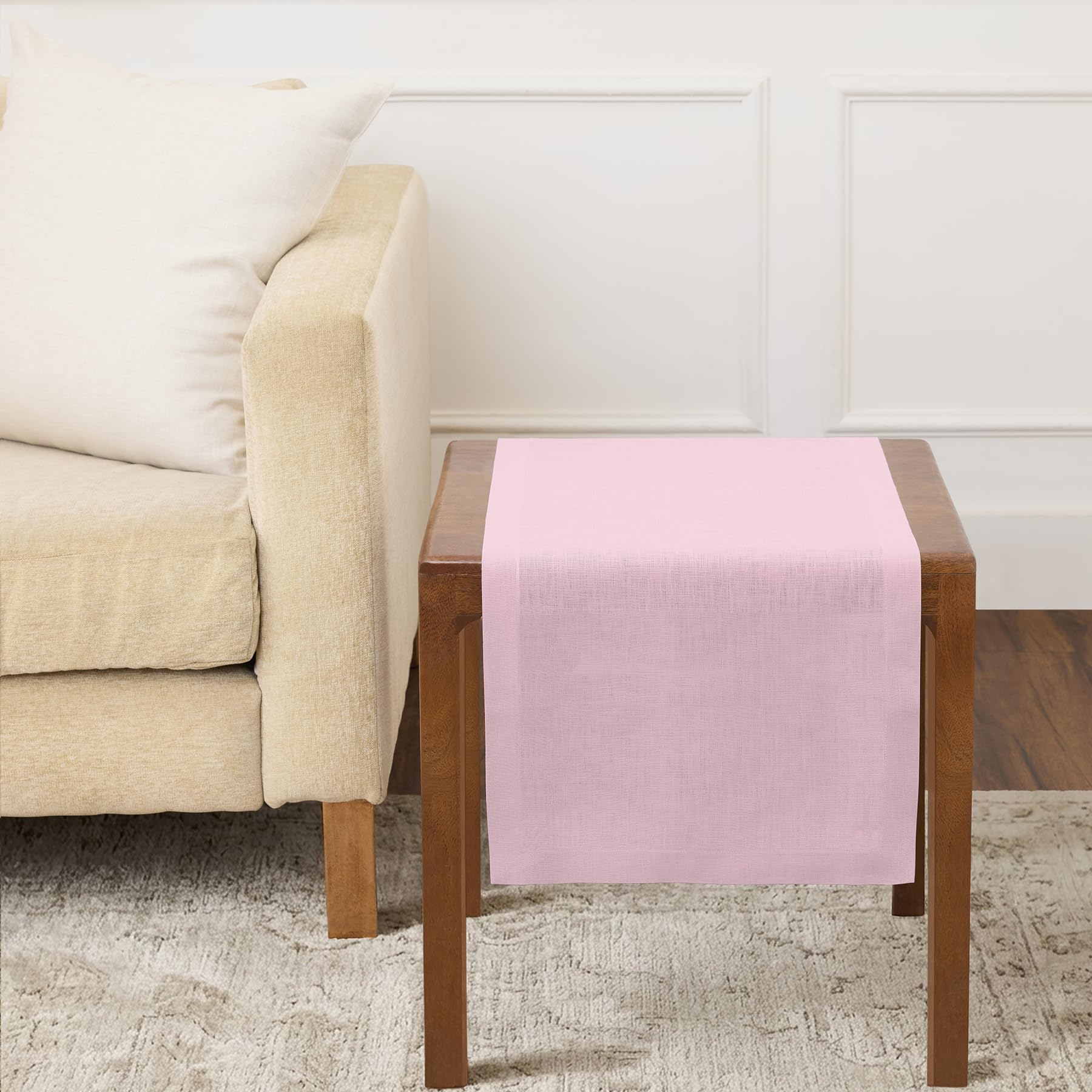 Solino Home Linen Table Runner 72 Inches Long - Athena, 100% Pure Linen Light Natural Table Runner 14 x 72 Inch for Dining, Spring, Summer