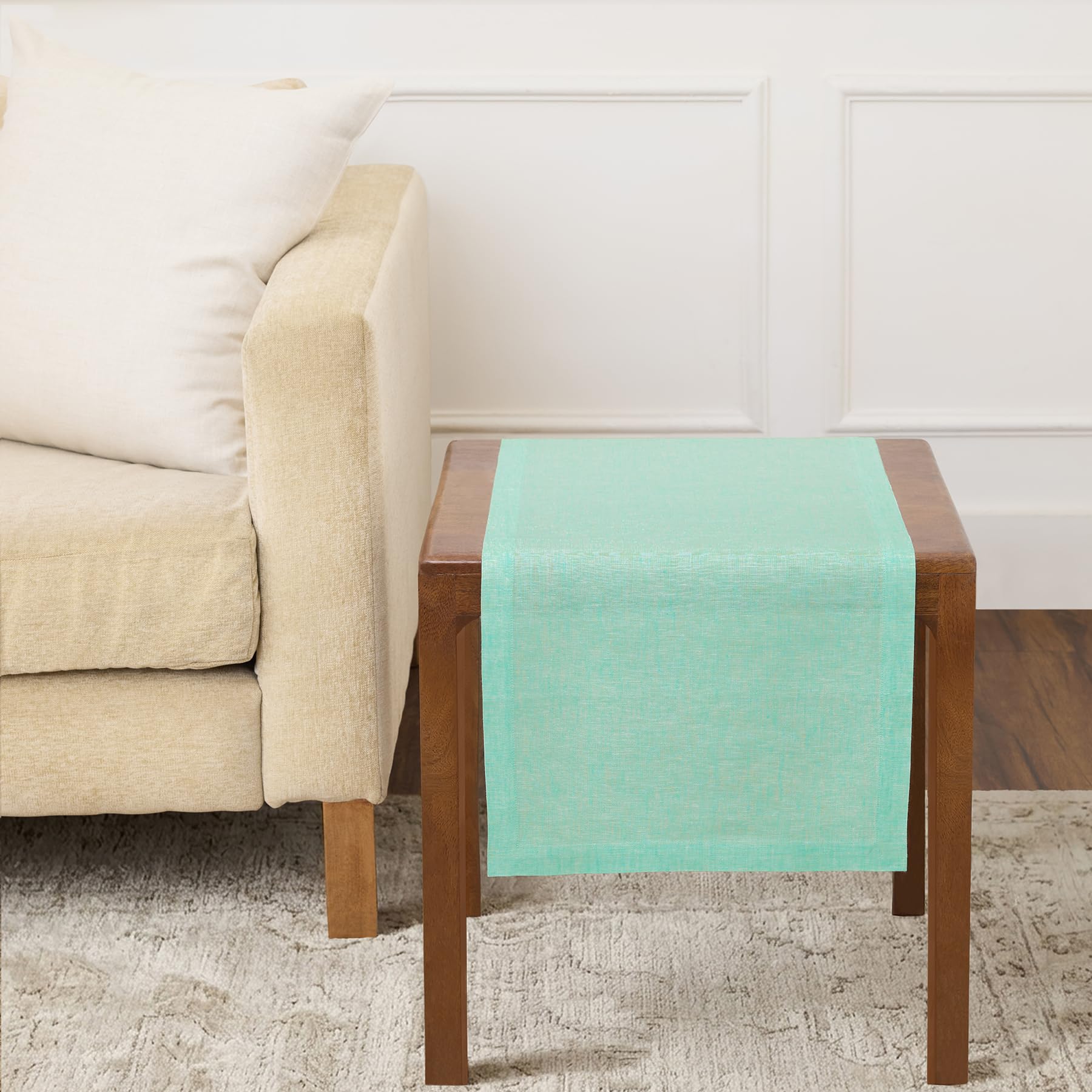 Solino Home Linen Table Runner 72 Inches Long - Athena, 100% Pure Linen Light Natural Table Runner 14 x 72 Inch for Dining, Spring, Summer
