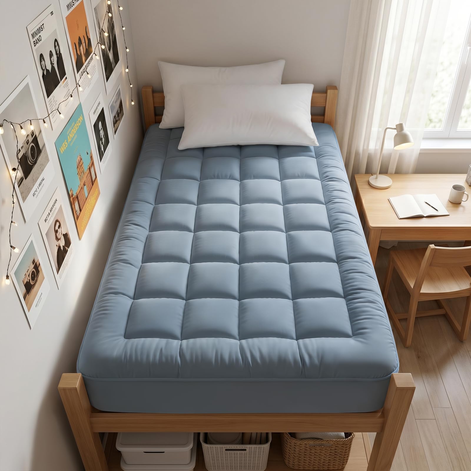 EASELAND Queen Size Mattress Pad Pillow Top Mattress Cover Quilted Fitted Mattress Protector Cotton Top Stretches up 8-21" Deep Pocket Cooling Mattress Topper (60x80 inch, White)