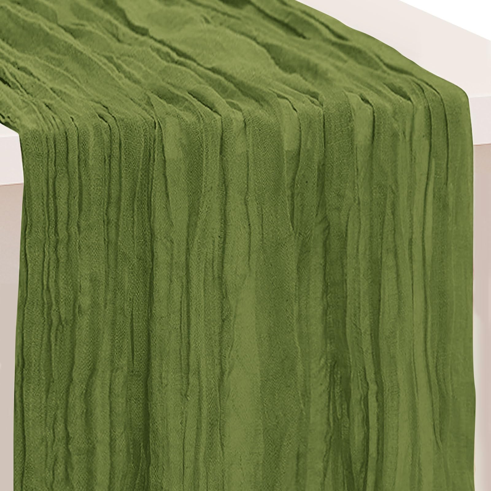 6 Pack Sage Green Cheesecloth Table Runner 35x120 Inch 10Ft Rustic Gauze Cheese Cloth Table Runner Sheer Cheesecloth Table Runners for Wedding Party Bridal Shower Decoration