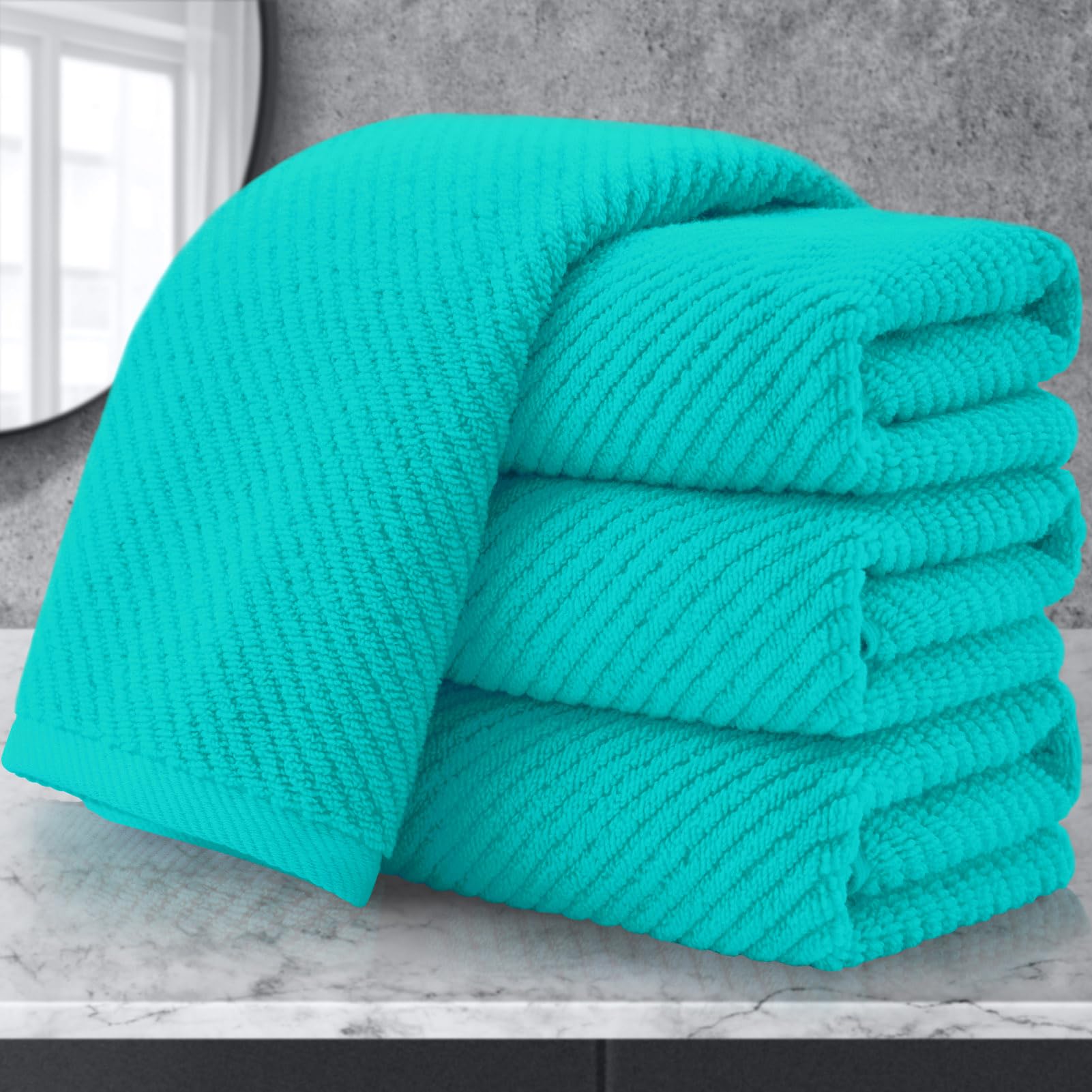 VOOVA & MOVAS Bath Towel Sets - 100% Cotton | Quick Dry | Light Weight | Thick | Soft, Beige Towels Set of 6, 2 Large Bath 30" x 56", 2 Hand 18" x 28", 2 Washcloths 13" x 13", Tan Towel Gift Set