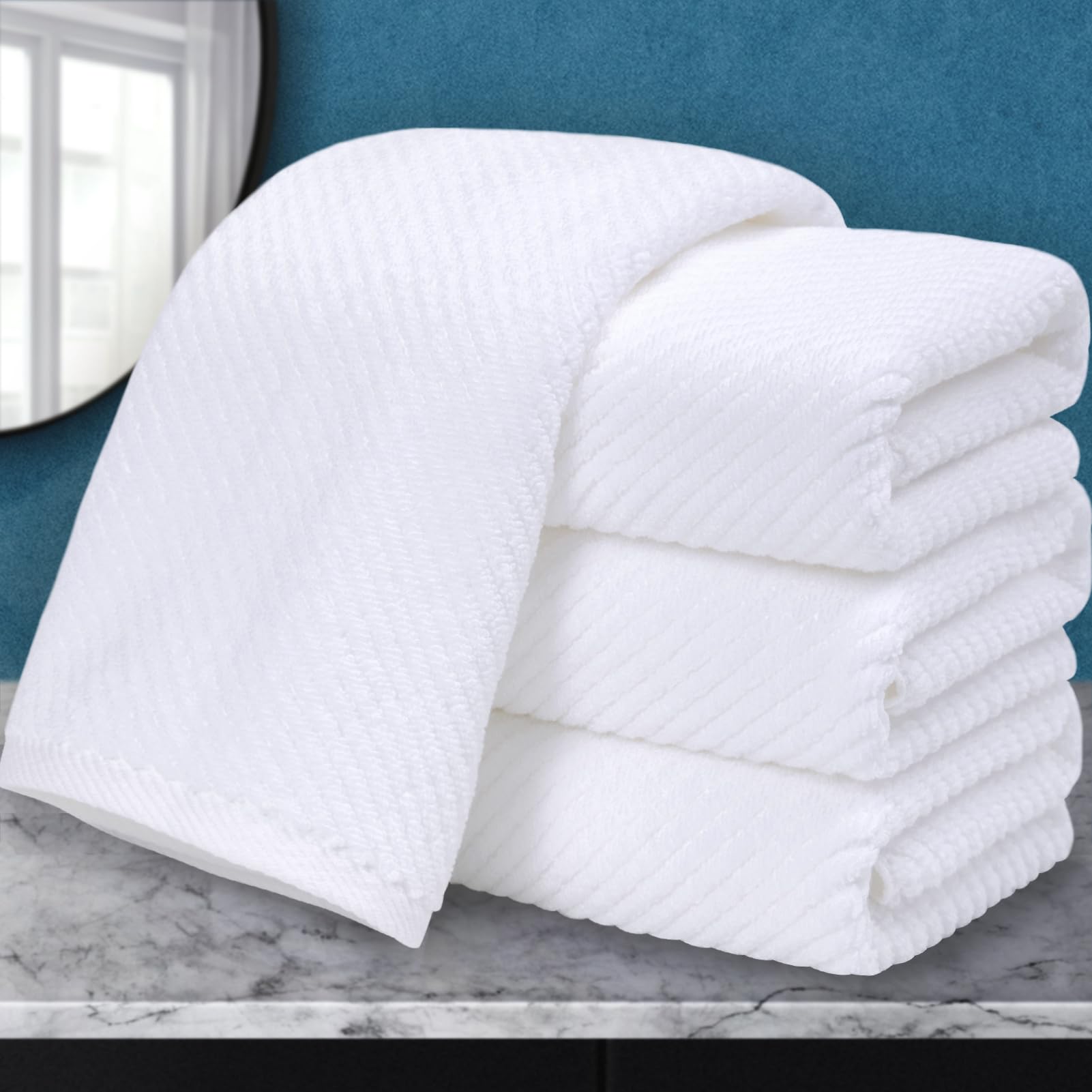 VOOVA & MOVAS Bath Towel Sets - 100% Cotton | Quick Dry | Light Weight | Thick | Soft, Beige Towels Set of 6, 2 Large Bath 30" x 56", 2 Hand 18" x 28", 2 Washcloths 13" x 13", Tan Towel Gift Set