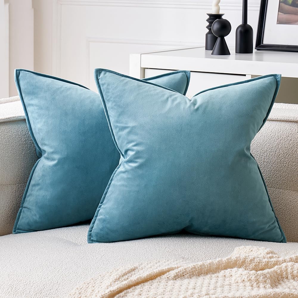 MIULEE Brown Velvet Throw Pillow Covers 20x20 Soft Decorative Solid Square Cushion Cases Pack of 2 Modern Luxury Home Decor for Couch, Sofa, Bedroom
