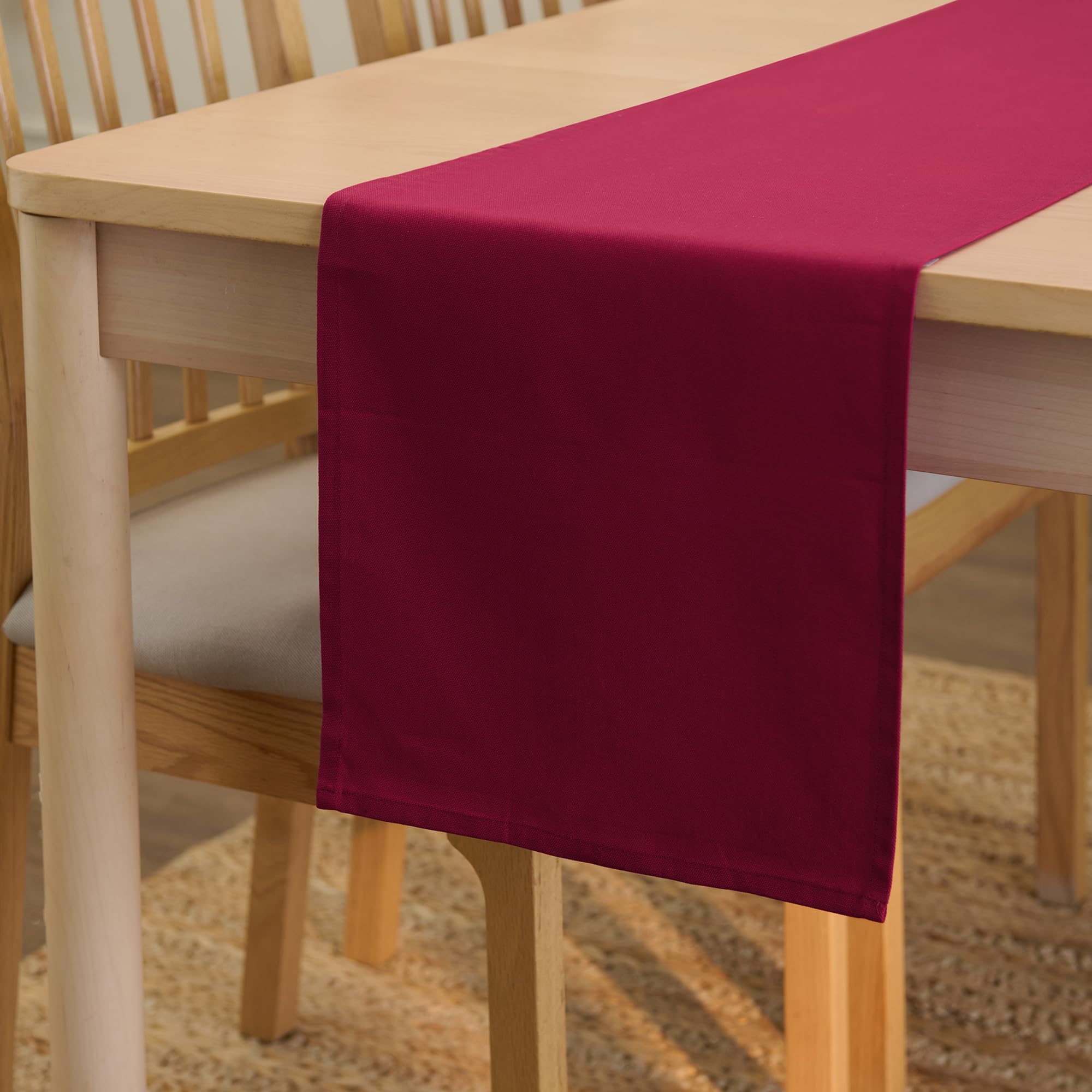 Encasa XO Table Runner 13"x72" Long | Cotton Canvas Fabric | Leaf Green Solid Color | Machine Washable & Durable