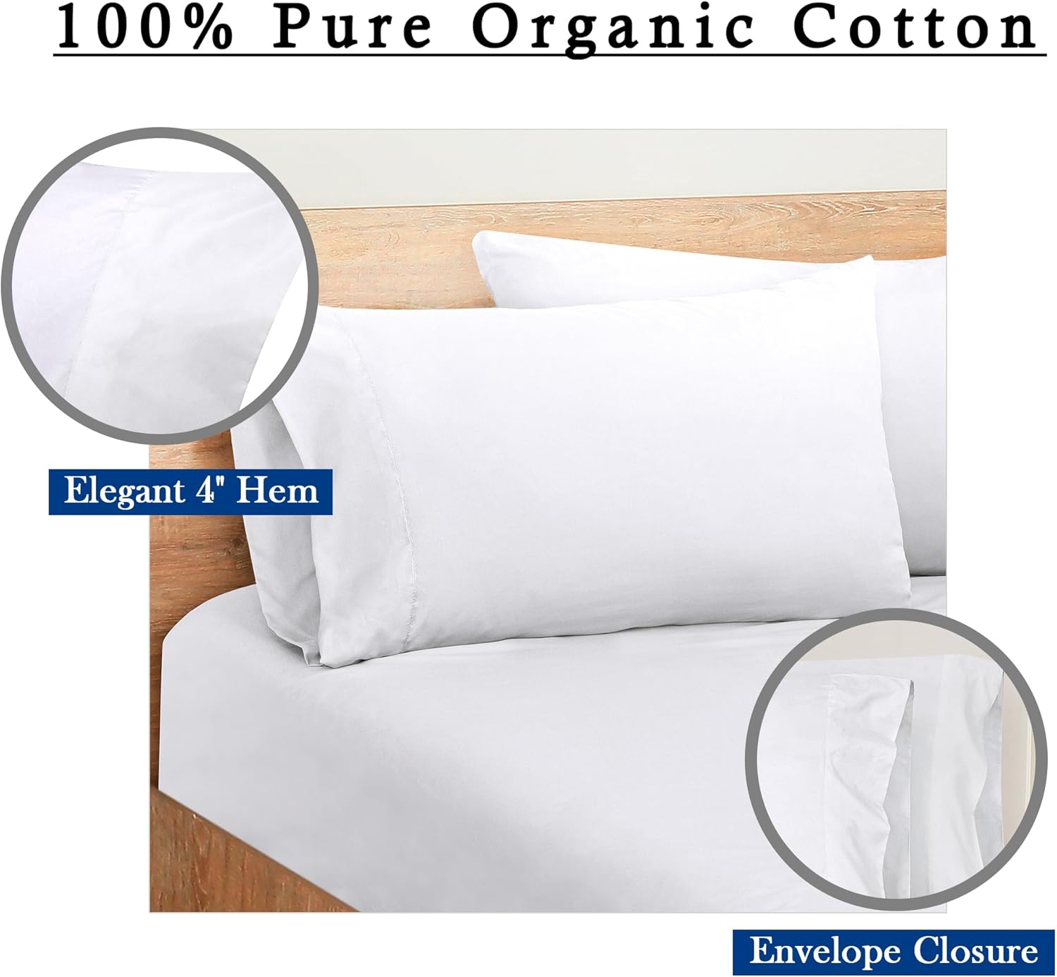 Royale Linens White Cotton Pillow Cases Standard Size Set of 12 - Bed Pillow Covers - 100% Cotton Pillowcases - Soft & Cooling- Envelope Closure - Hotel Quality Bulk Pillowcases 20" x 26"