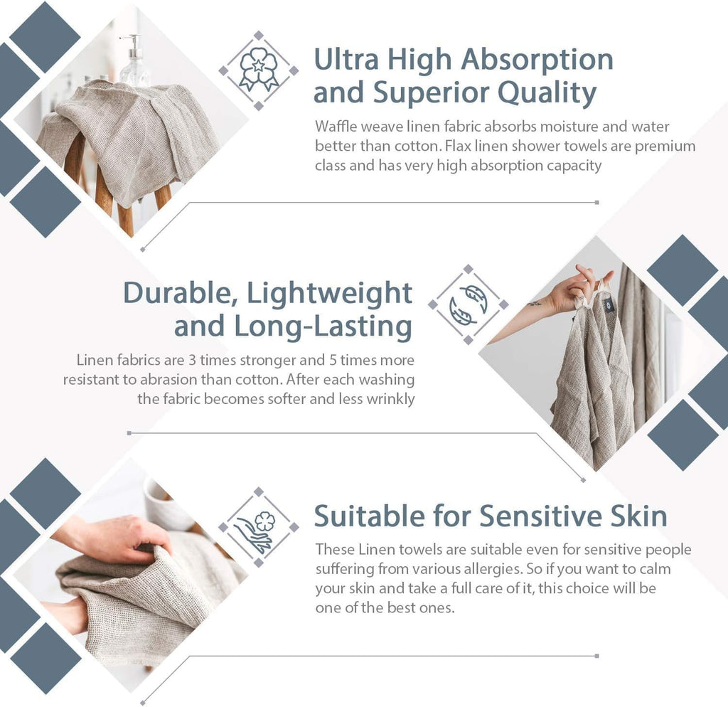 100% Linen Bath Sheet 35x70 - European Flax Open Weave Linen Bath Towel Oversized - Lightweight Absorbent Exfoliating Bath Sheets Towels for Adults - Quick-Drying XL Travel Towel Extra Large