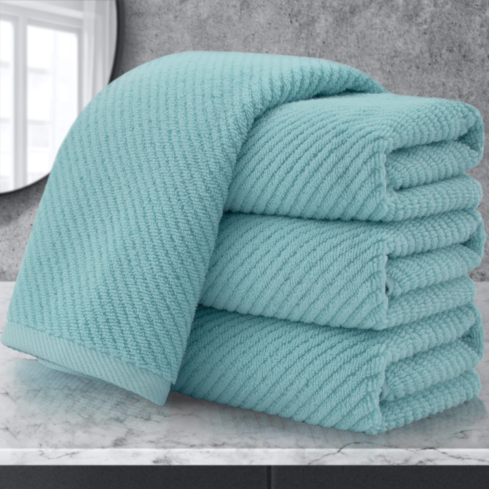 VOOVA & MOVAS Bath Towel Sets - 100% Cotton | Quick Dry | Light Weight | Thick | Soft, Beige Towels Set of 6, 2 Large Bath 30" x 56", 2 Hand 18" x 28", 2 Washcloths 13" x 13", Tan Towel Gift Set