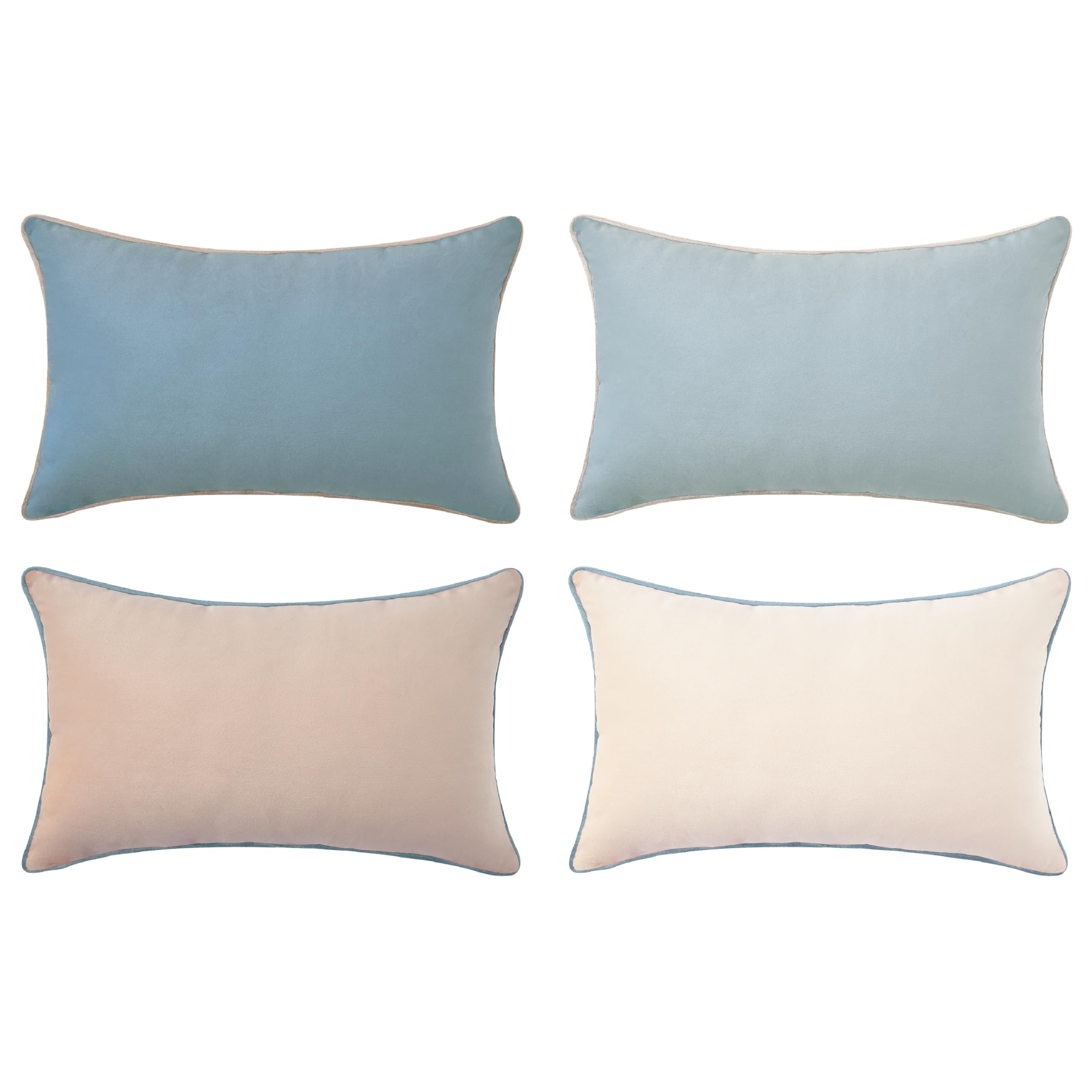 MONDAY MOOSE Decorative Throw Pillow Covers Cushion Cases, Set of 4 Soft Velvet Modern Double-Sided Designs, Mix and Match for Home Decor, Pillow Inserts Not Included (18x18 inch, Orange/Teal)