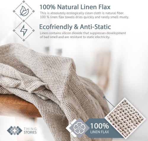 100% Linen Bath Sheet 35x70 - European Flax Open Weave Linen Bath Towel Oversized - Lightweight Absorbent Exfoliating Bath Sheets Towels for Adults - Quick-Drying XL Travel Towel Extra Large