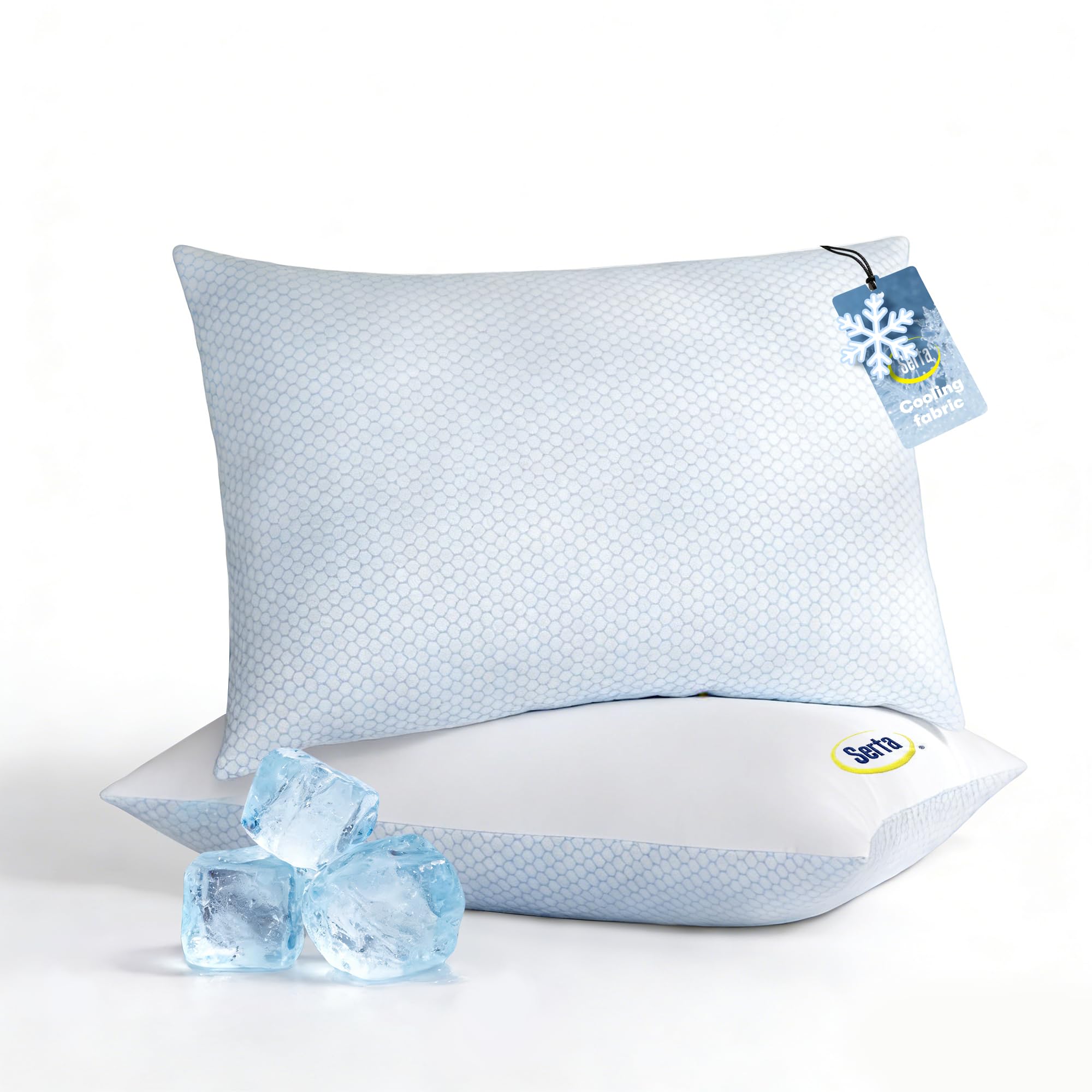 Serta Hotel Collection Bed Pillows Queen/Standard Size Set of 2, 400 Thread Count 100% Cotton Cover, Medium Soft, Support Gusseted Down Alternative Pillow for Back, Stomach or Side Sleepers, 18" x 26"