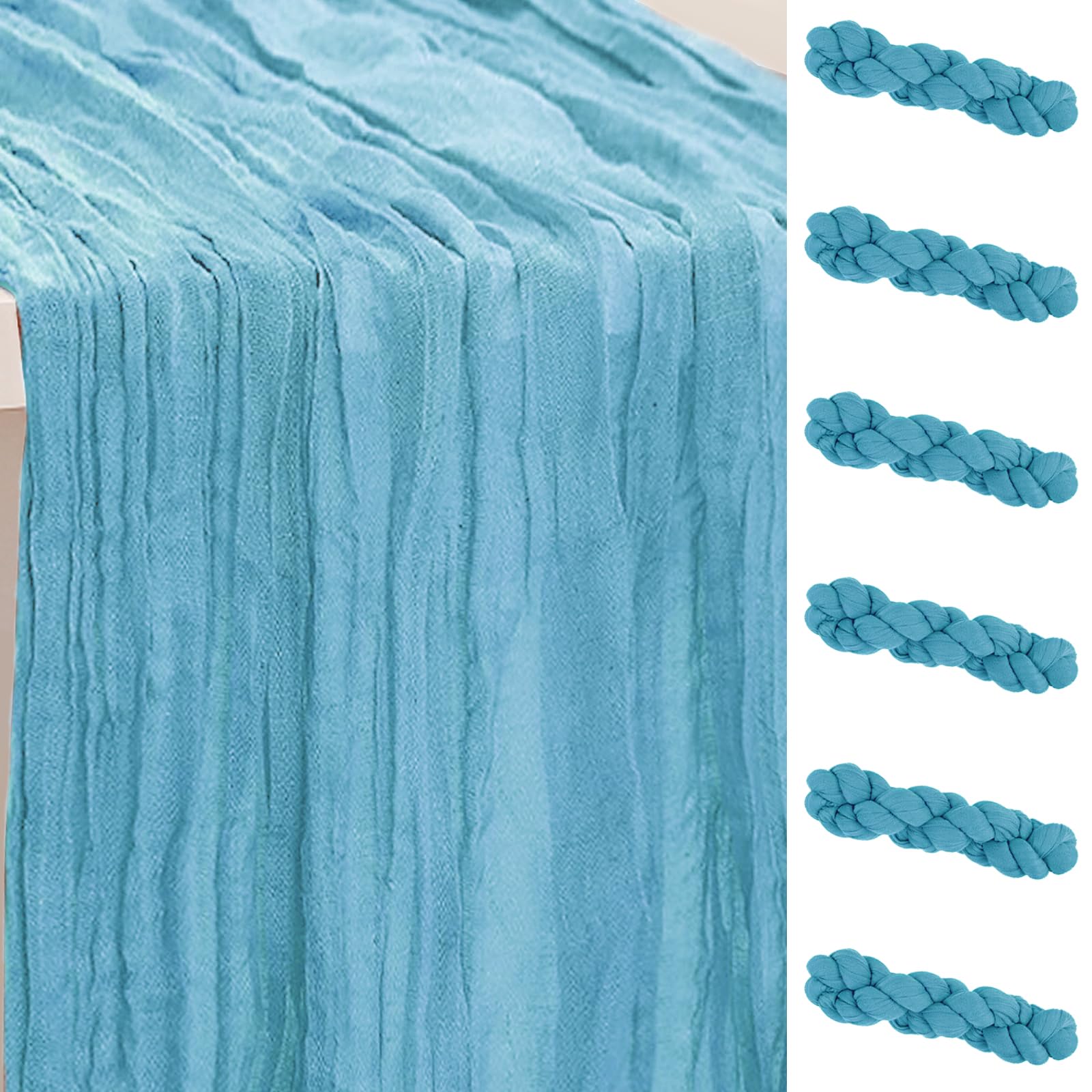 6 Pack Sage Green Cheesecloth Table Runner 35x120 Inch 10Ft Rustic Gauze Cheese Cloth Table Runner Sheer Cheesecloth Table Runners for Wedding Party Bridal Shower Decoration
