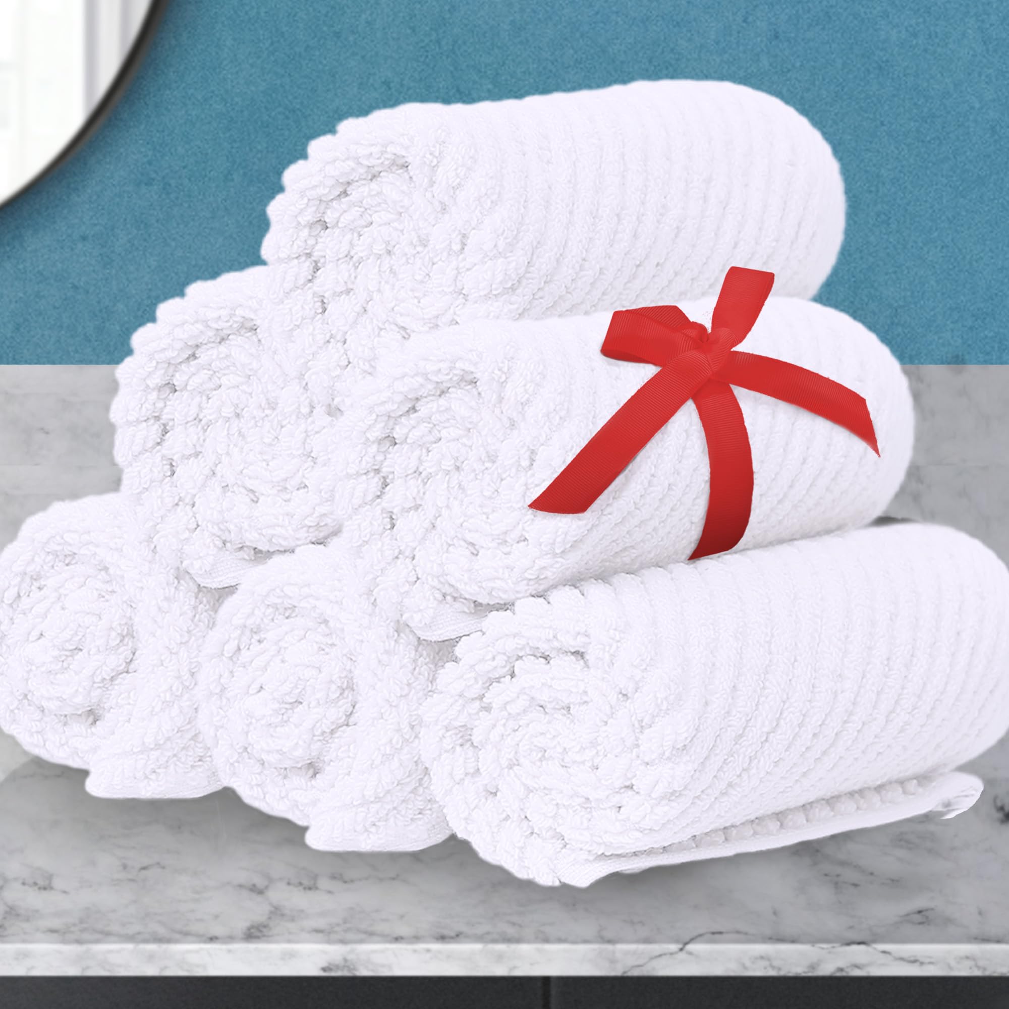 VOOVA & MOVAS Bath Towel Sets - 100% Cotton | Quick Dry | Light Weight | Thick | Soft, Beige Towels Set of 6, 2 Large Bath 30" x 56", 2 Hand 18" x 28", 2 Washcloths 13" x 13", Tan Towel Gift Set
